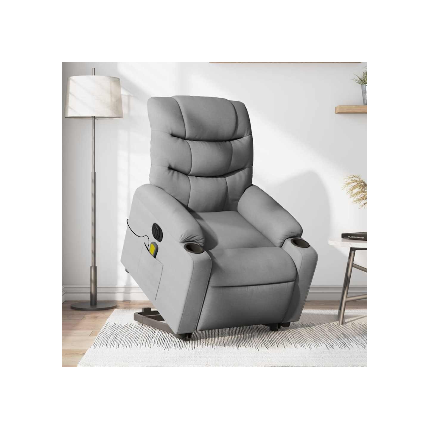Fauteuil inclinable de massage électrique Gris clair Tissu