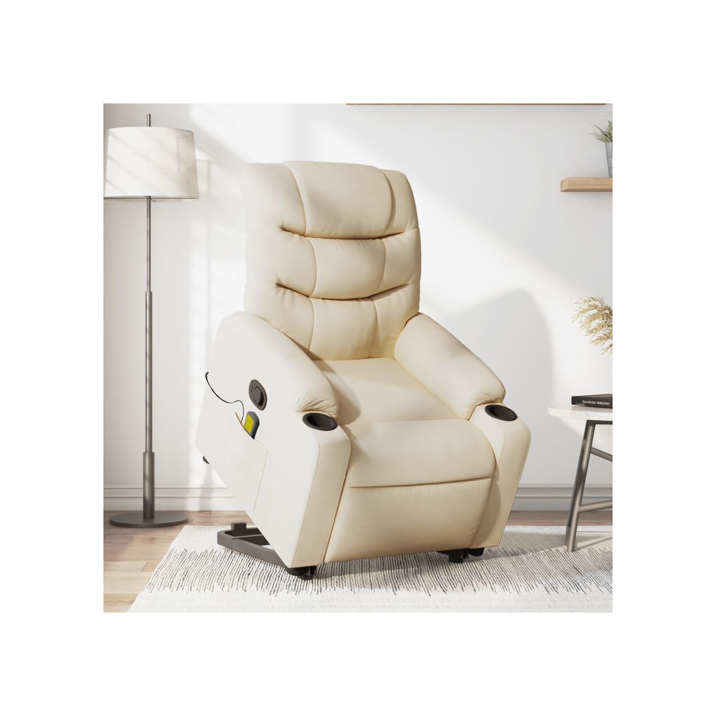 Fauteuil inclinable de massage Crème Tissu