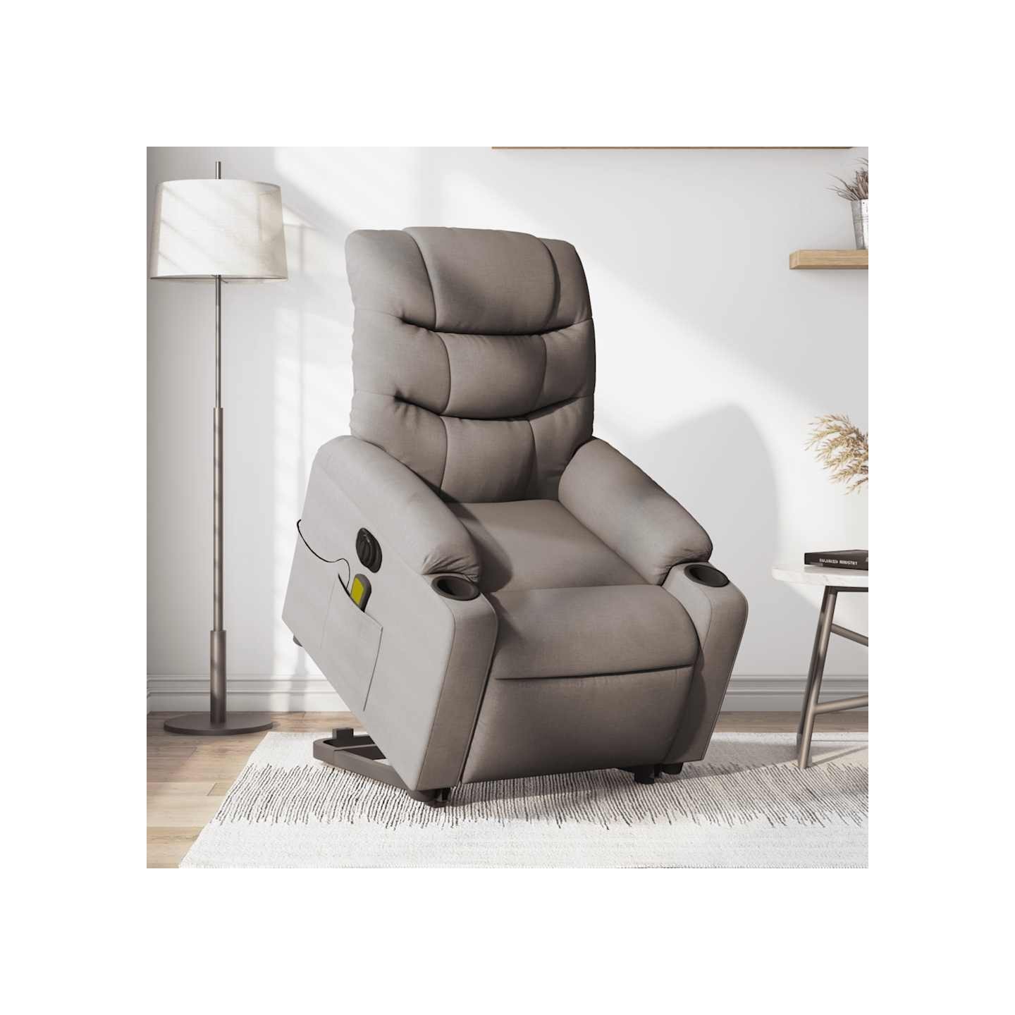 Fauteuil inclinable de massage électrique Taupe Tissu