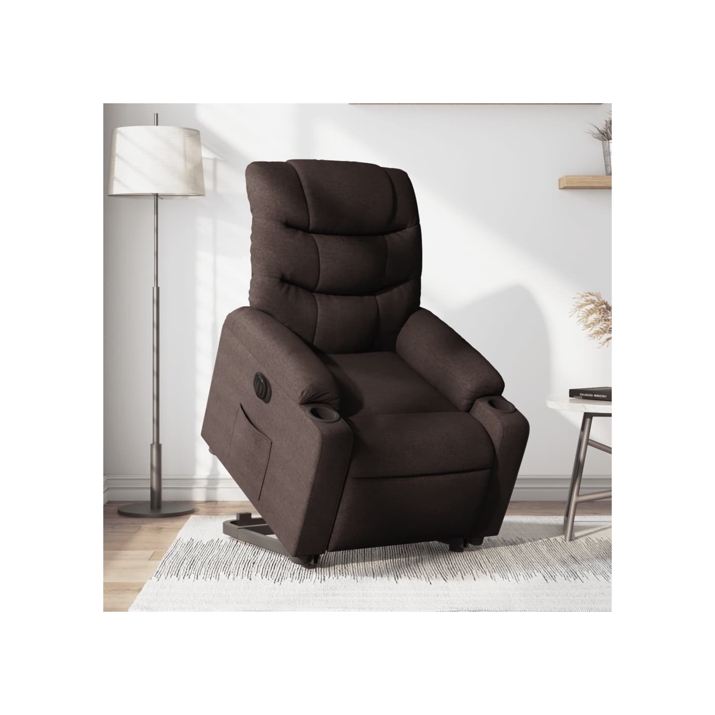 Fauteuil inclinable électrique marron foncé tissu