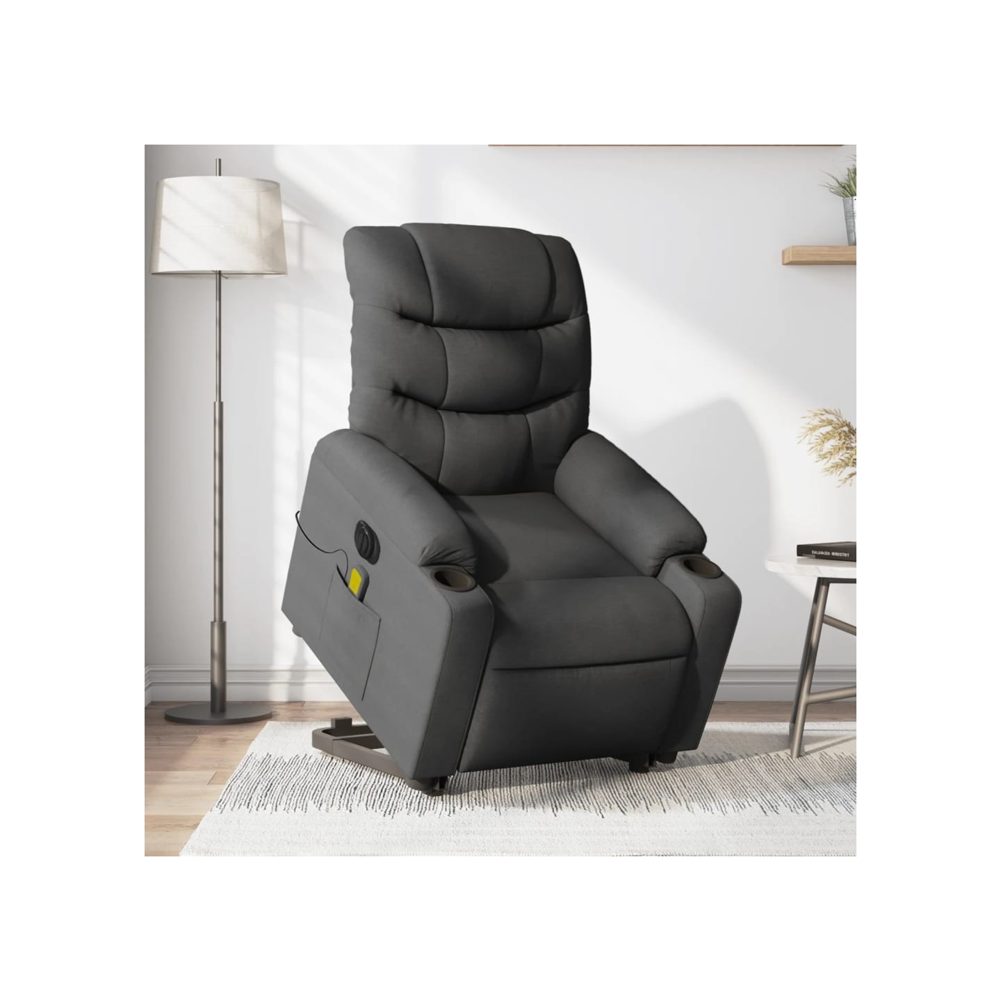 Fauteuil inclinable de massage électrique Gris foncé Tissu