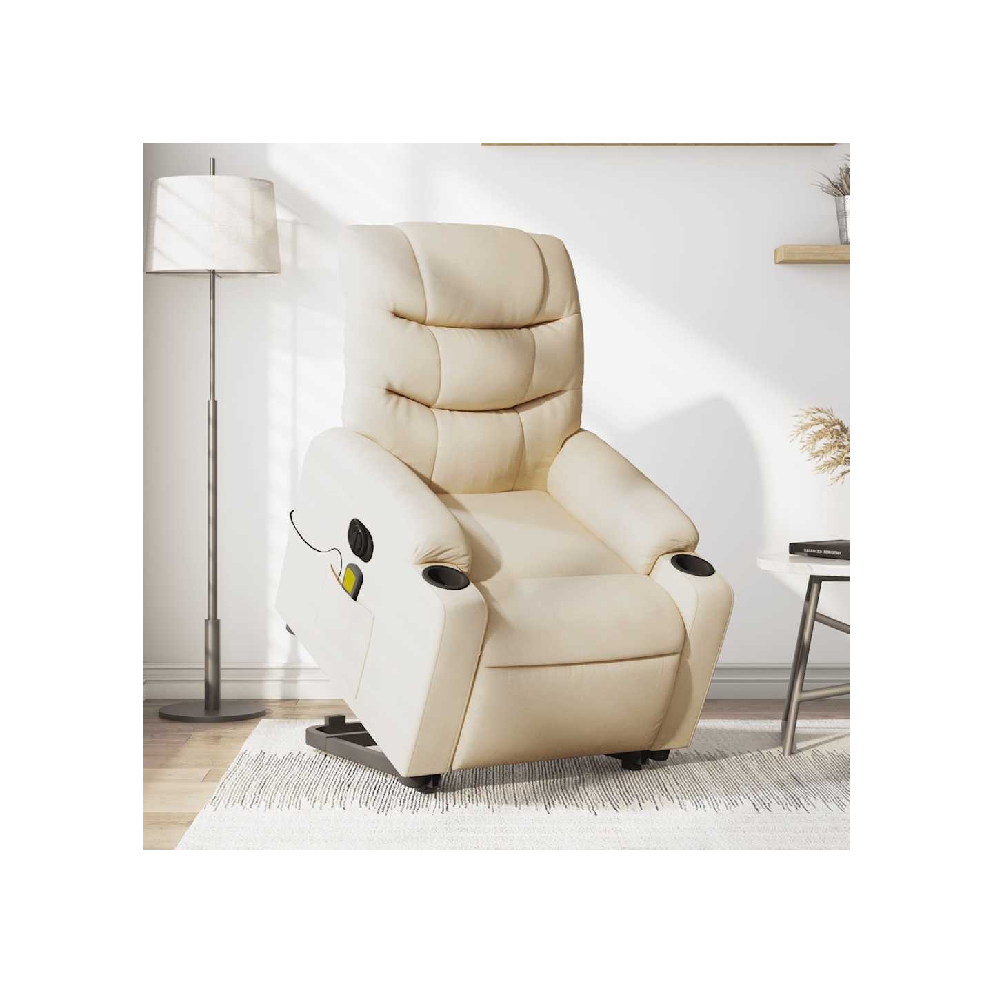 Fauteuil inclinable de massage électrique Crème Tissu