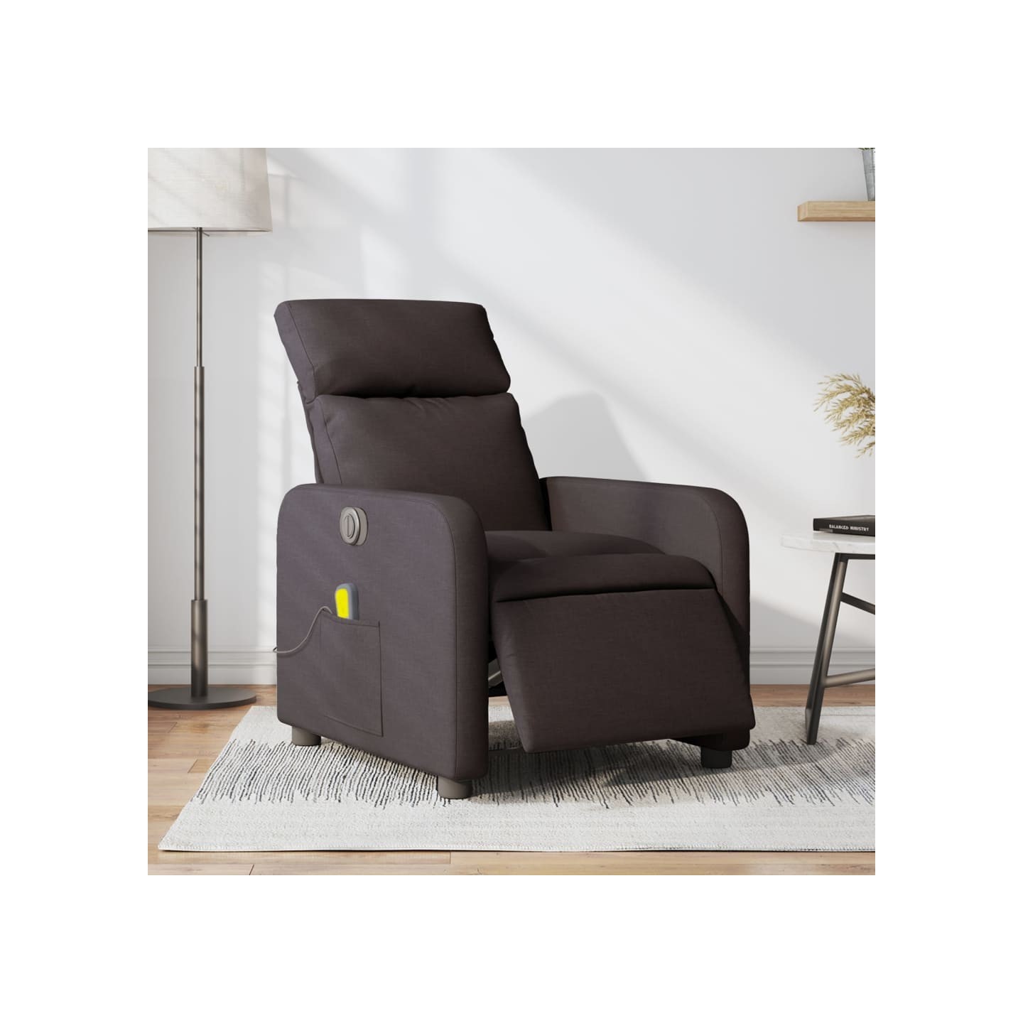Fauteuil de massage inclinable électrique Marron foncé Tissu