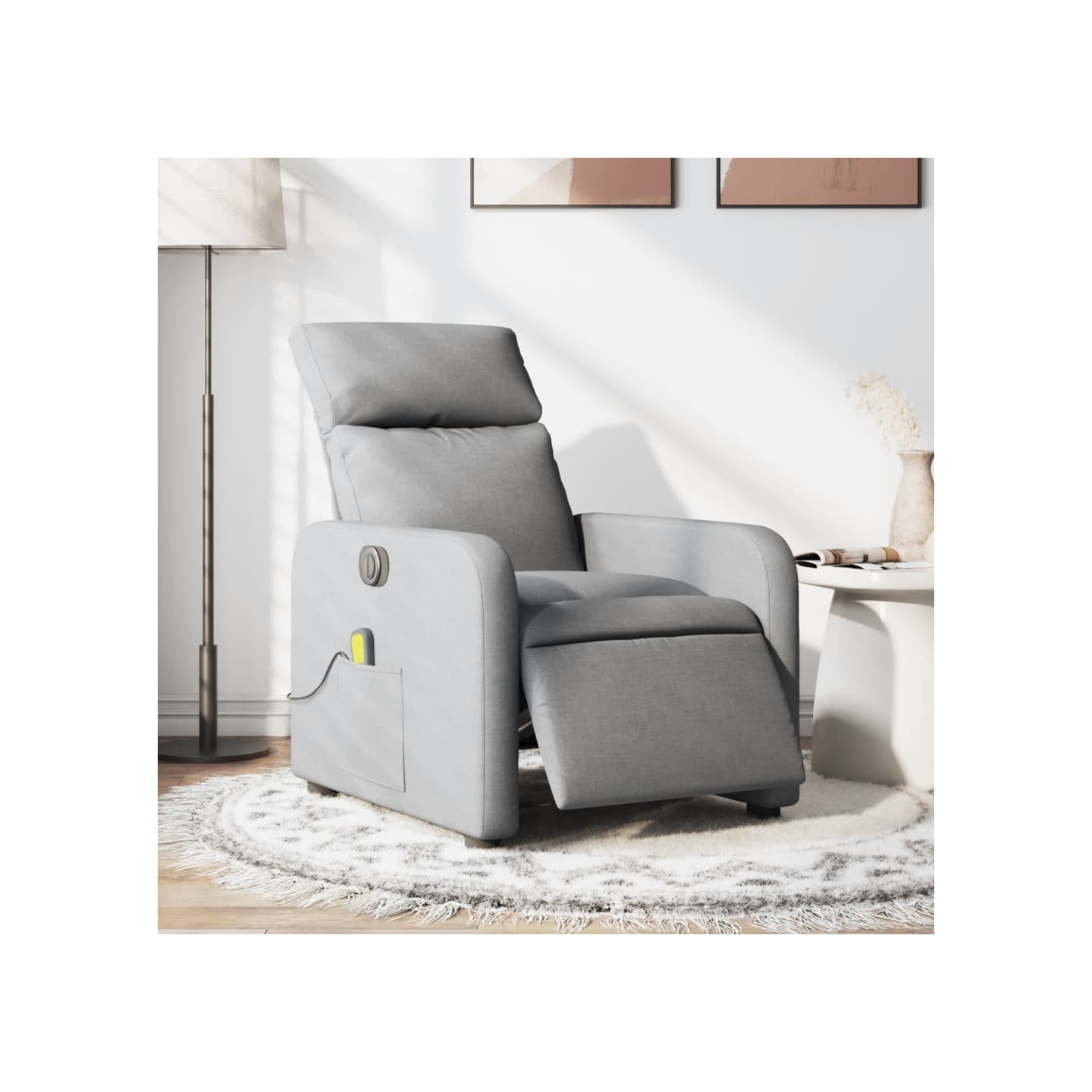 Fauteuil de massage inclinable électrique gris clair tissu