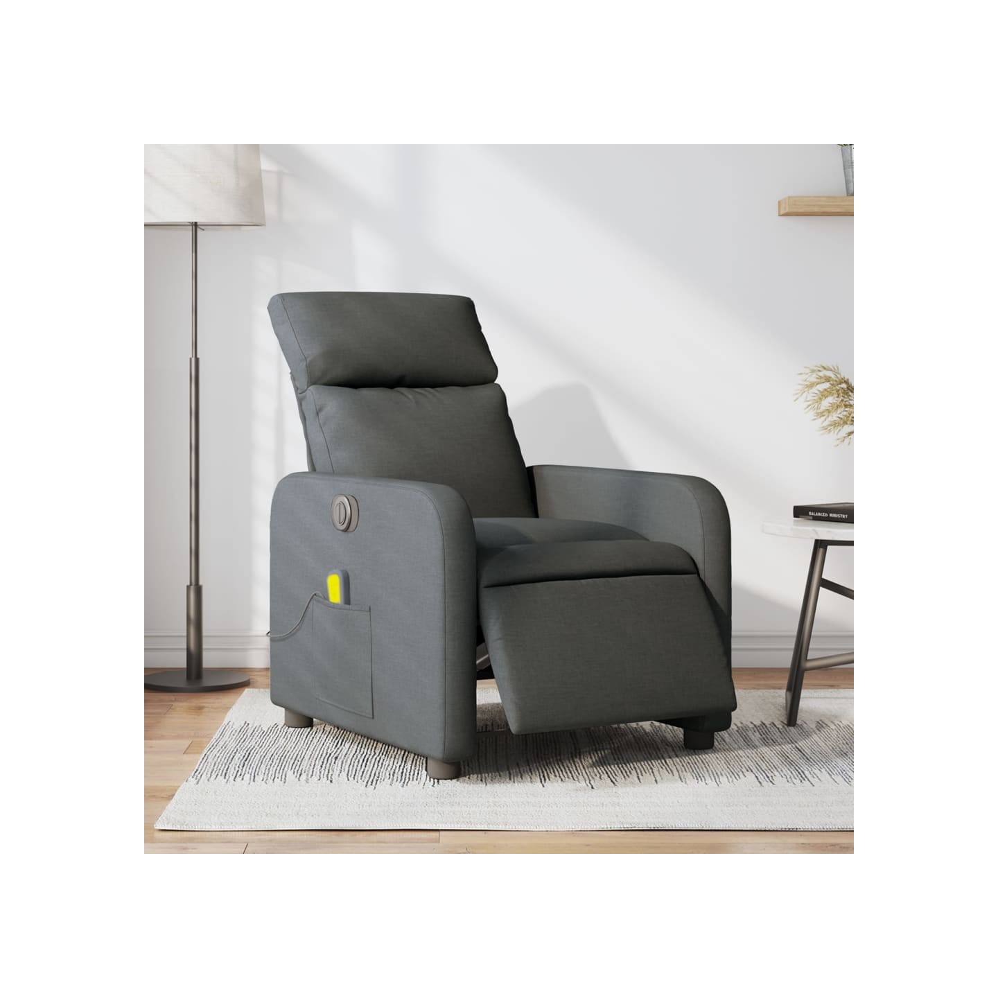 Fauteuil inclinable de massage électrique gris foncé tissu