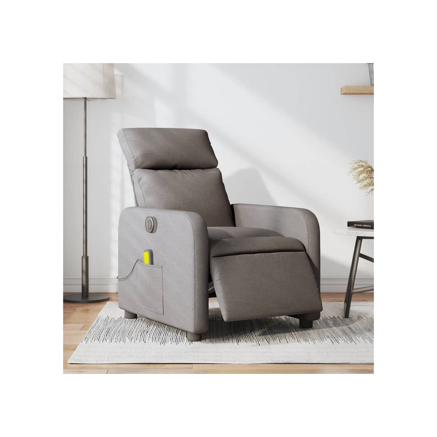 Fauteuil de massage inclinable électrique Taupe Tissu