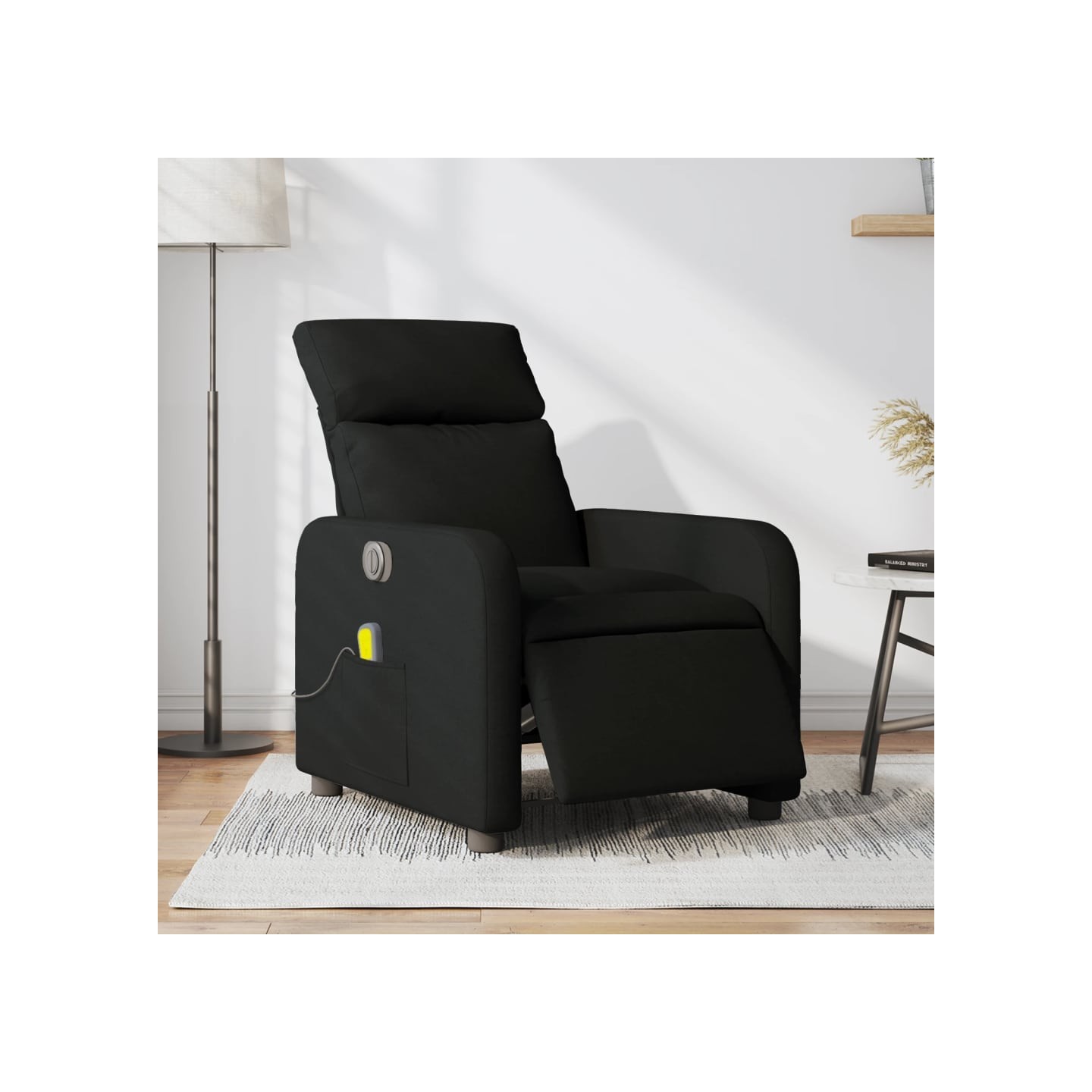 Fauteuil de massage inclinable électrique Noir Tissu