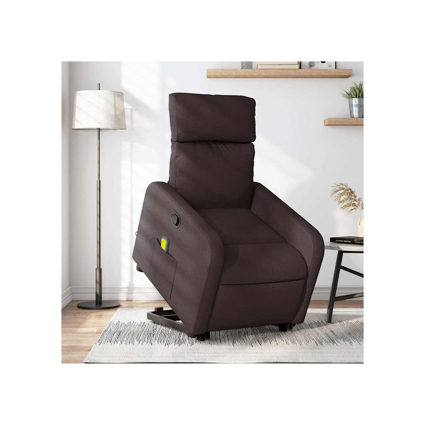 Fauteuil inclinable de massage Marron foncé Tissu