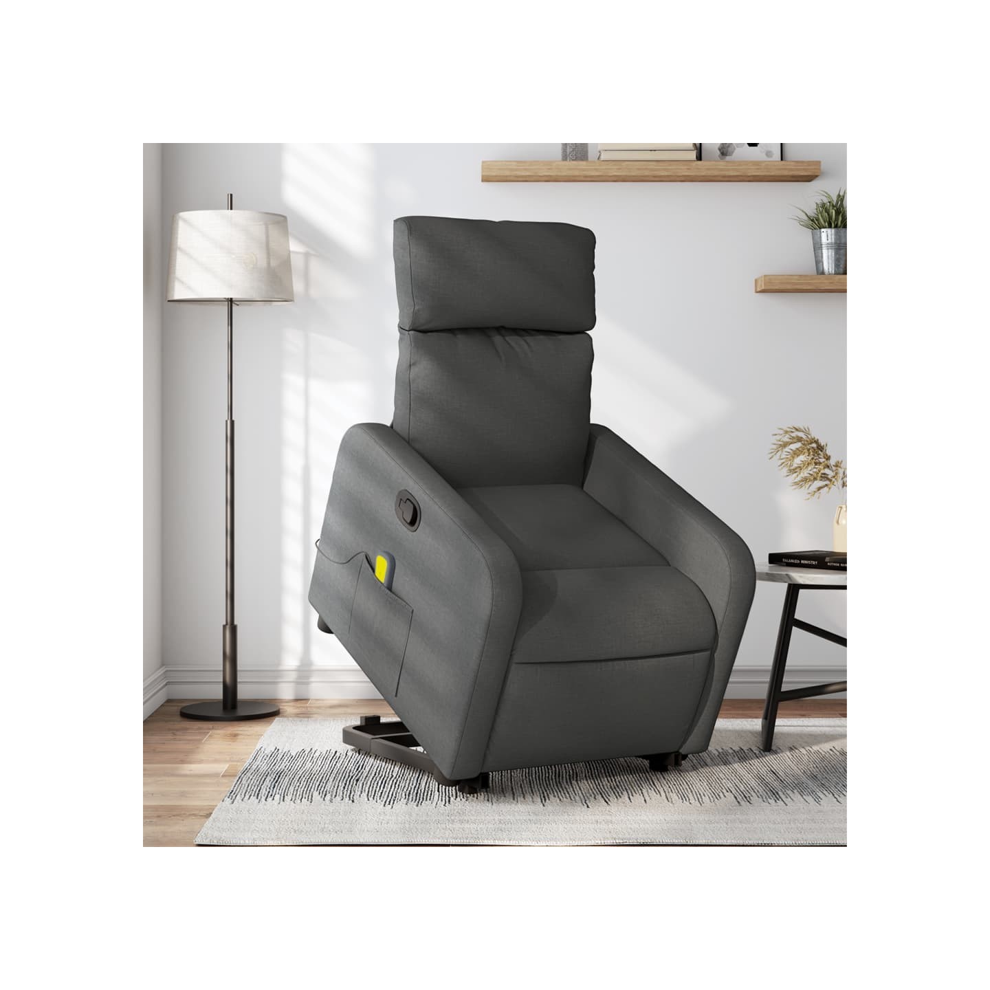 Fauteuil de massage inclinable Gris foncé Tissu