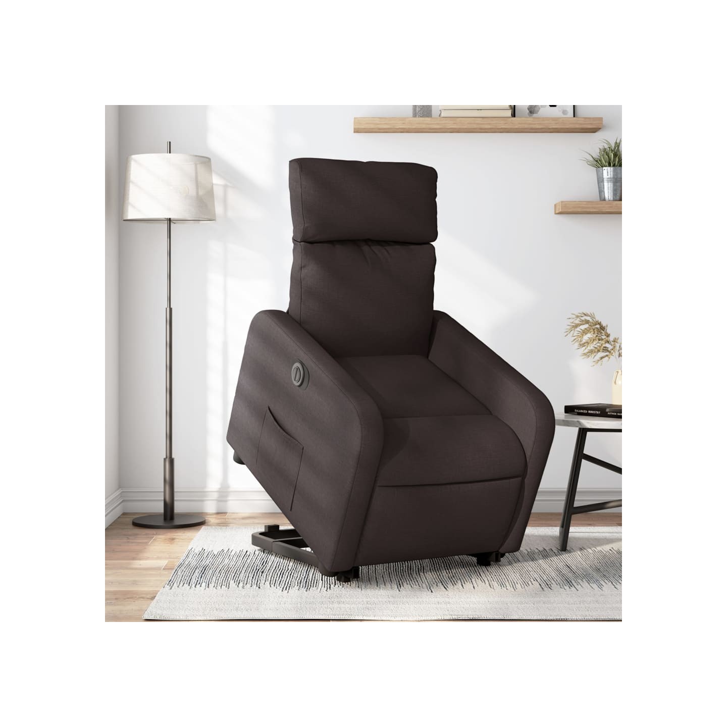 Fauteuil inclinable électrique marron foncé tissu