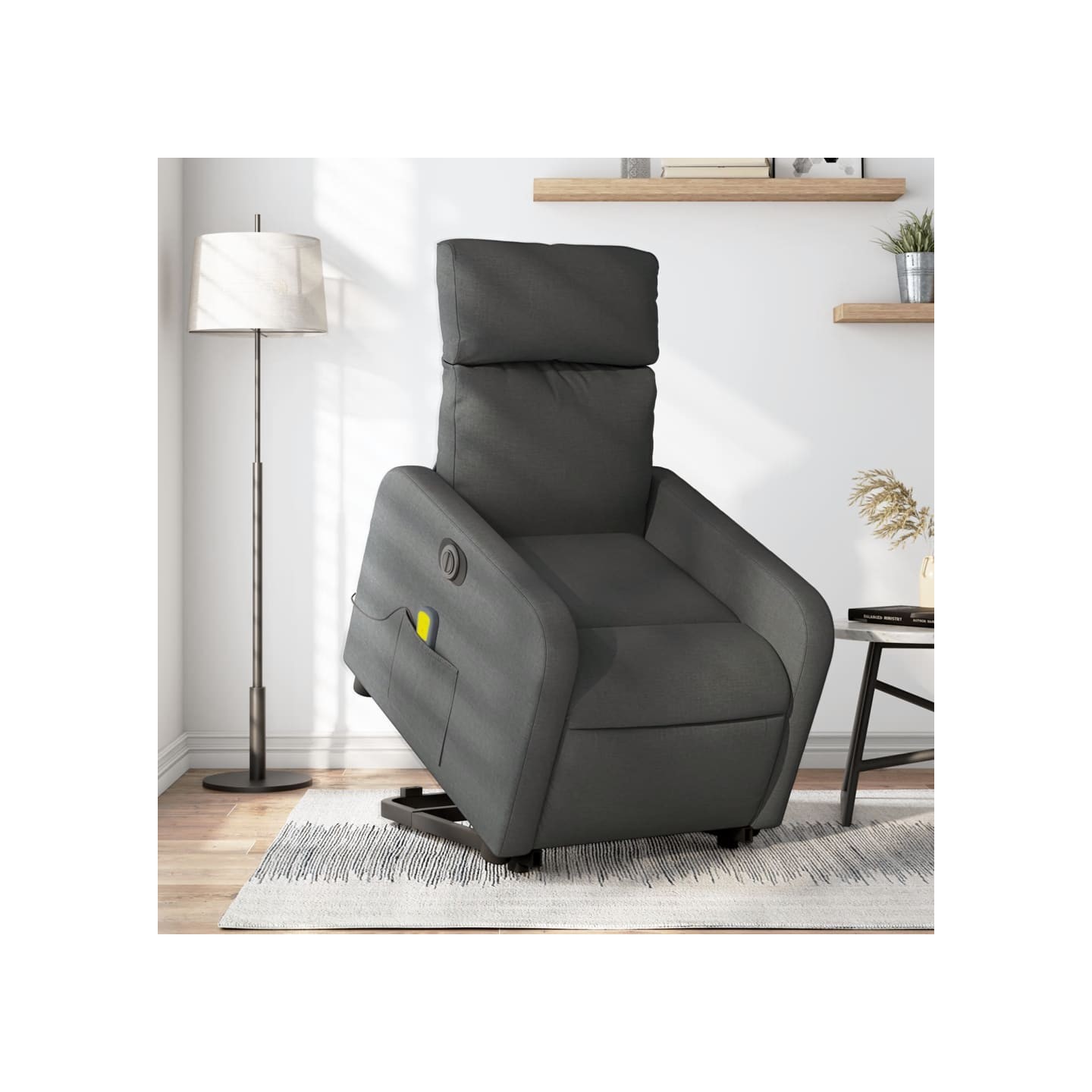 Fauteuil inclinable de massage électrique Gris foncé Tissu