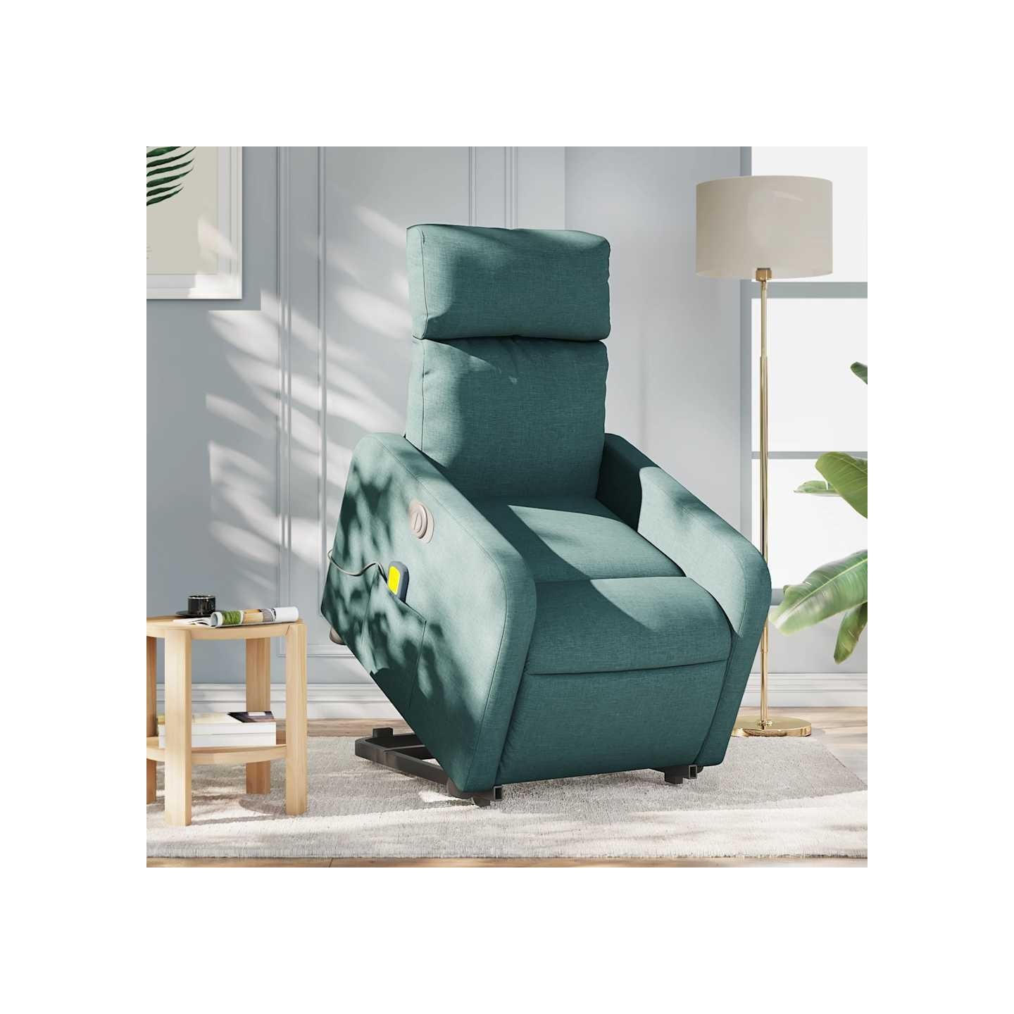 Fauteuil inclinable de massage électrique Vert foncé Tissu