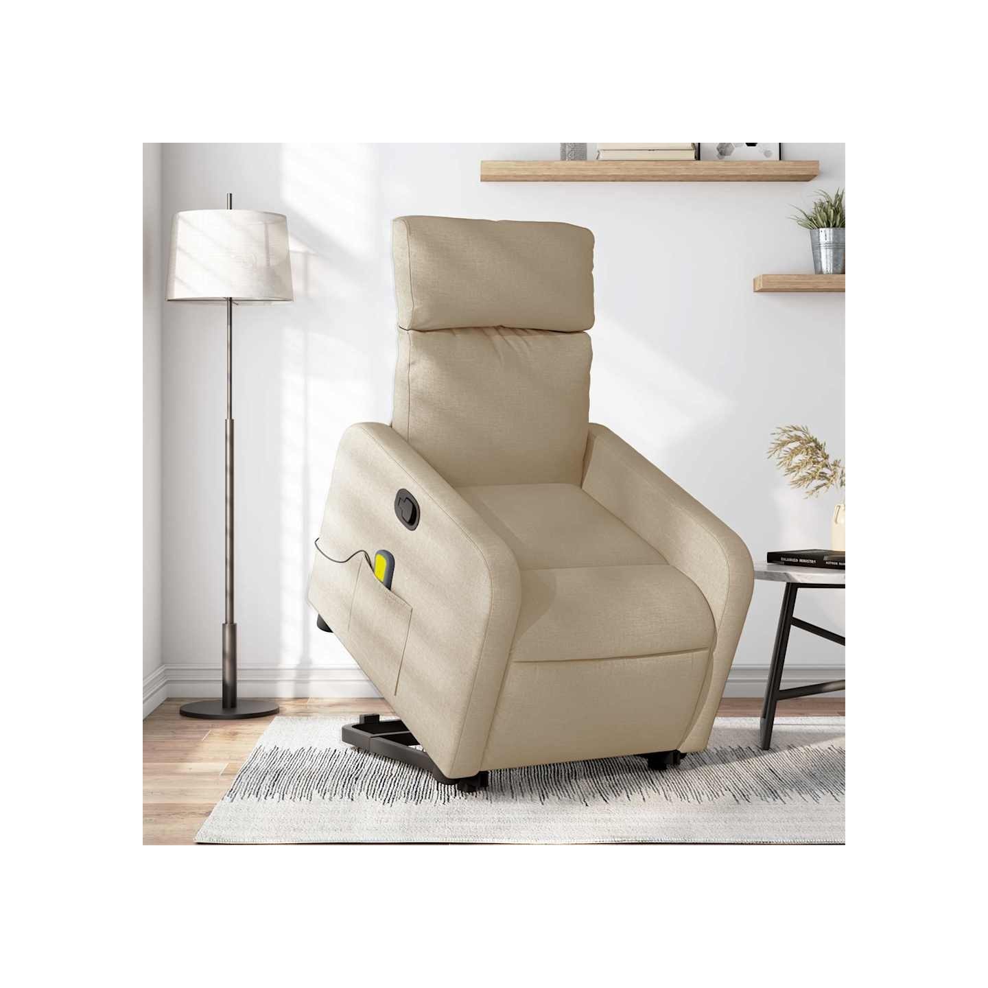 Fauteuil inclinable de massage Crème Tissu