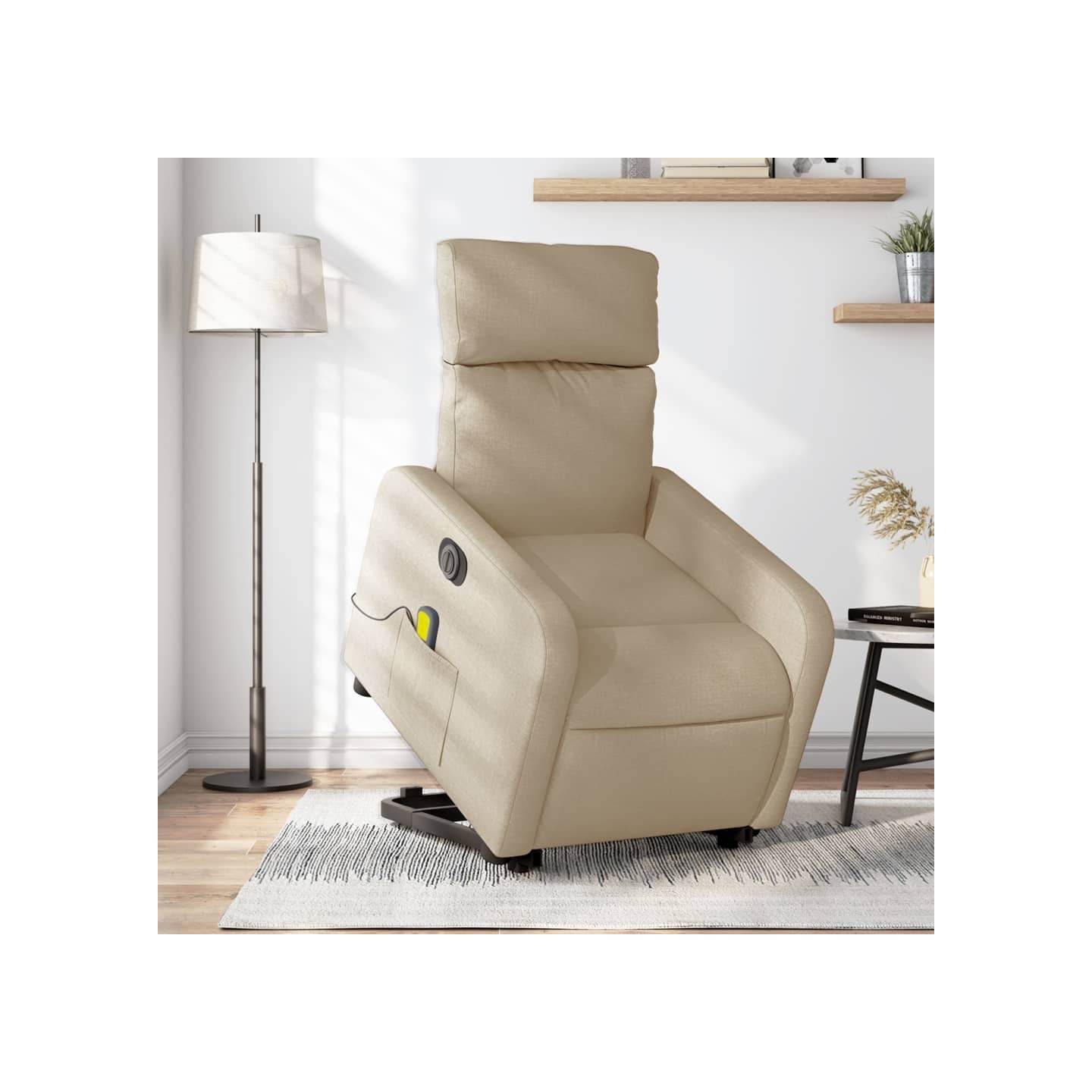Fauteuil inclinable de massage électrique Crème Tissu