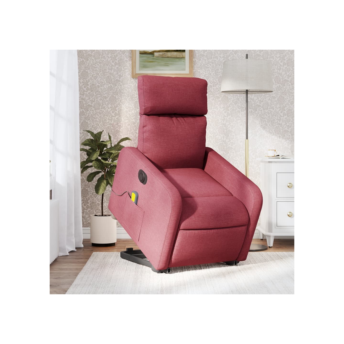 Fauteuil inclinable de massage électrique Rouge bordeaux Tissu