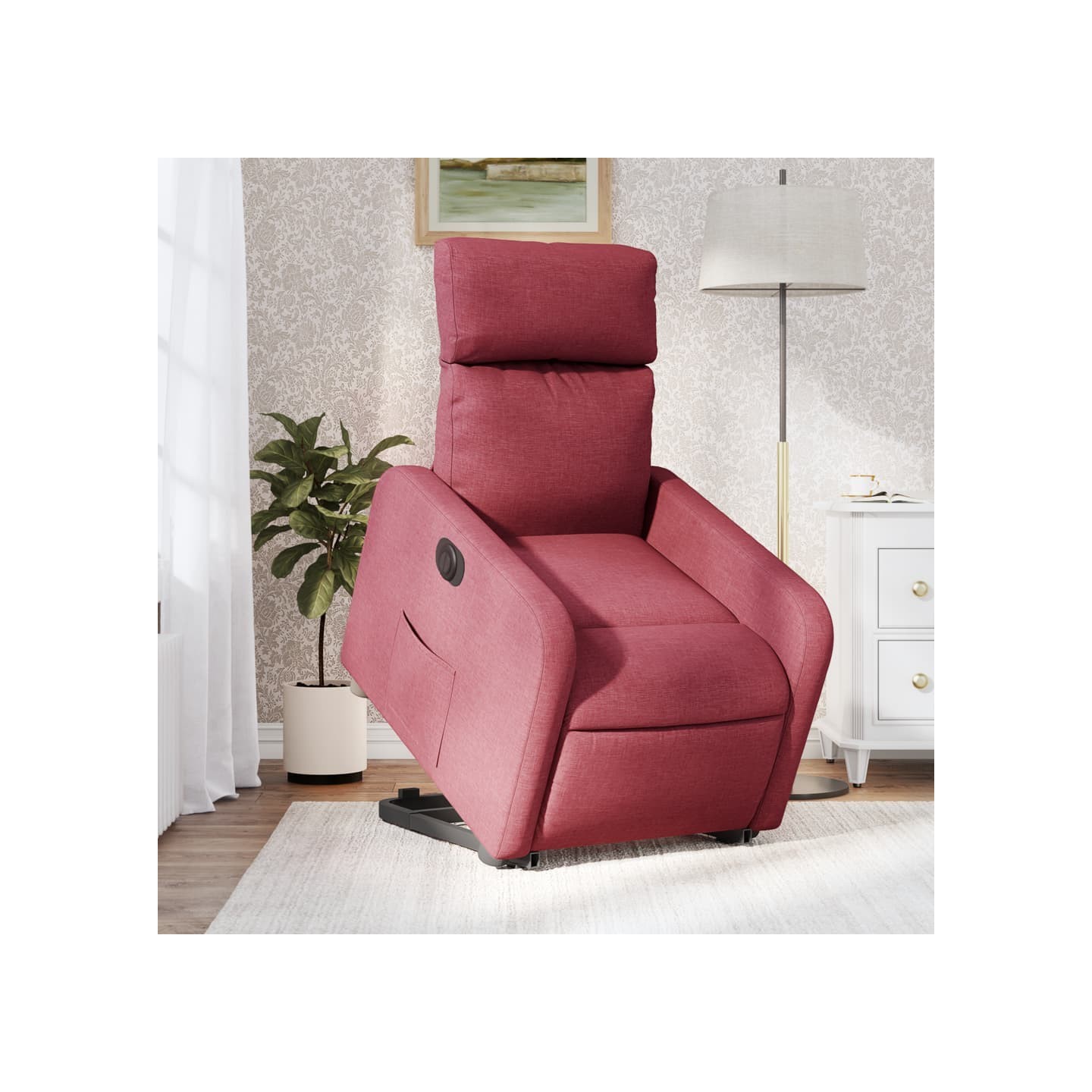 Fauteuil inclinable électrique rouge bordeaux tissu