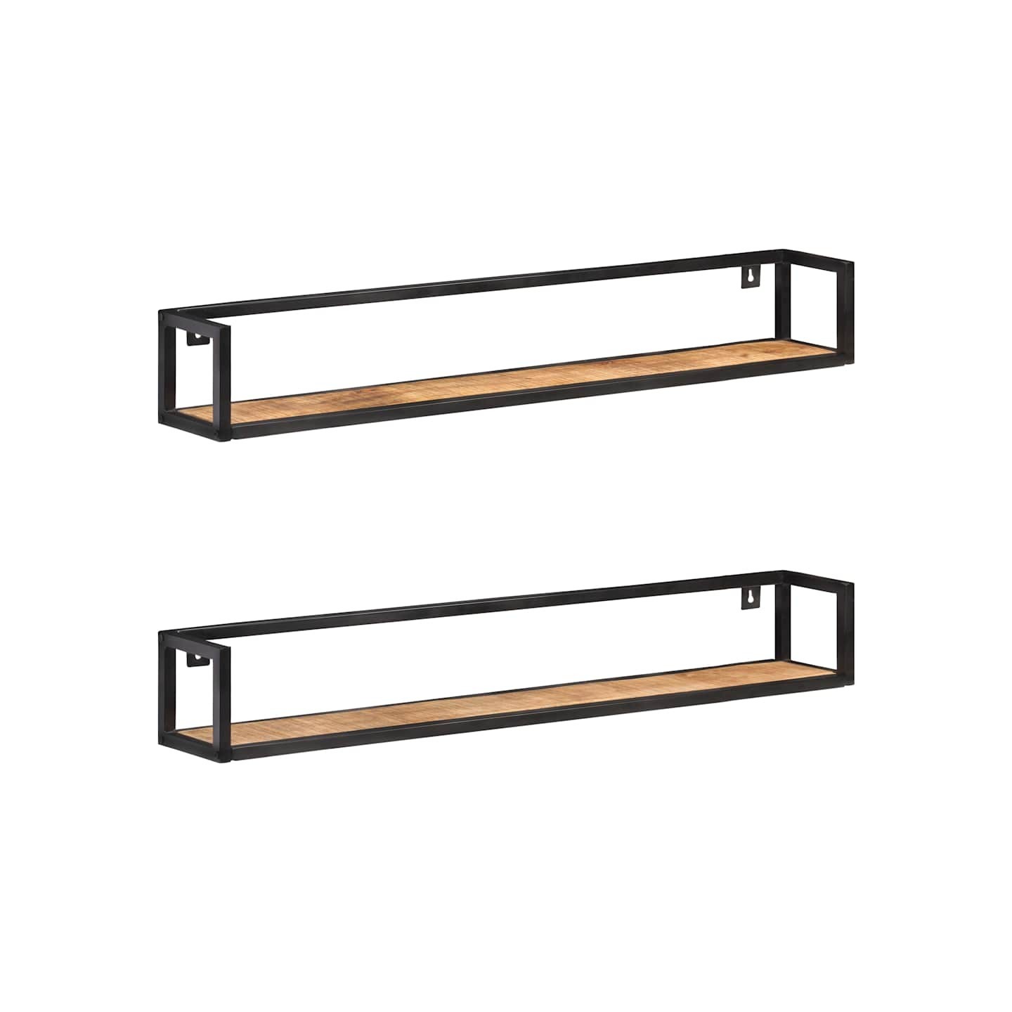 Étagères murales 2 pcs 120 cm Bois de manguier brut