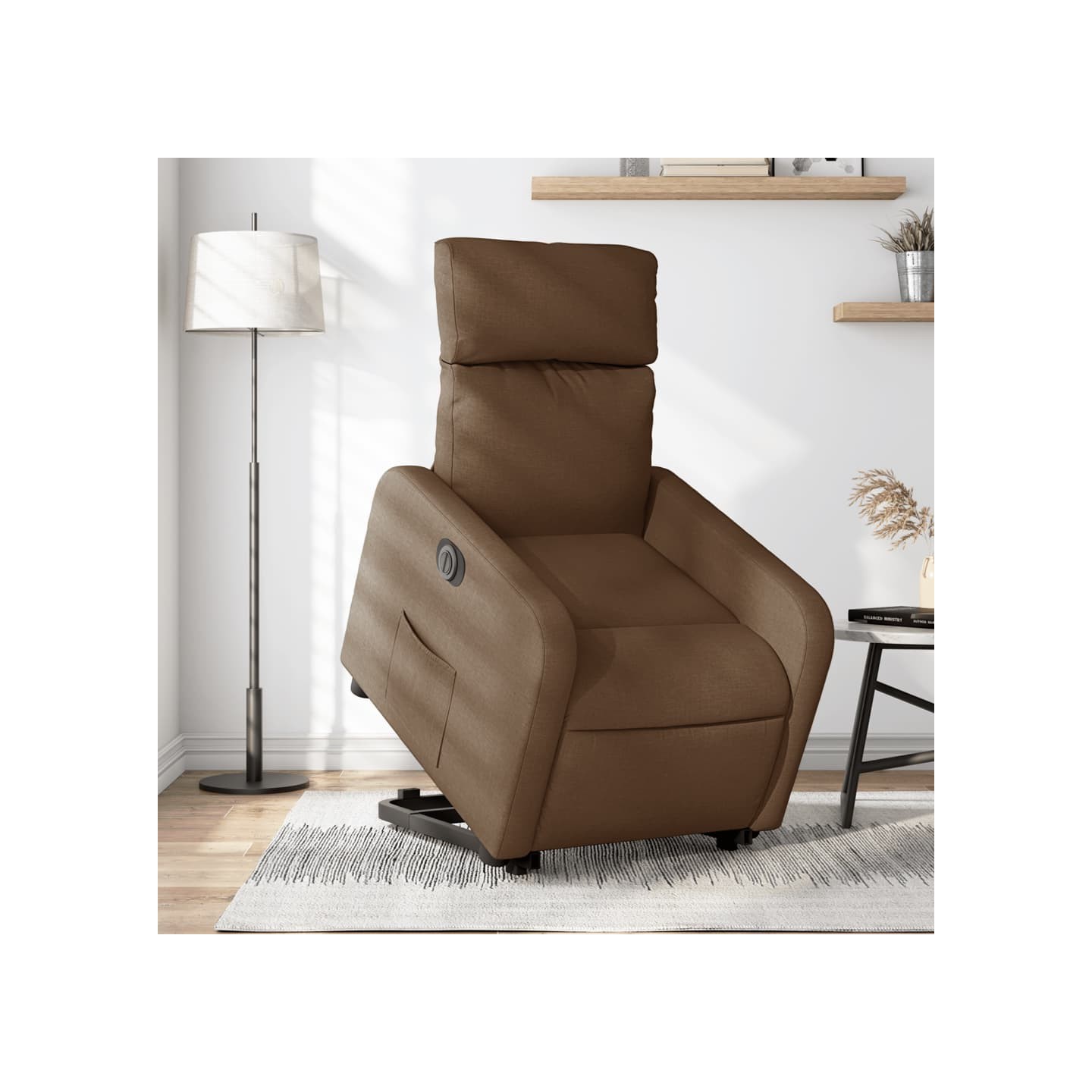 Fauteuil inclinable électrique marron tissu