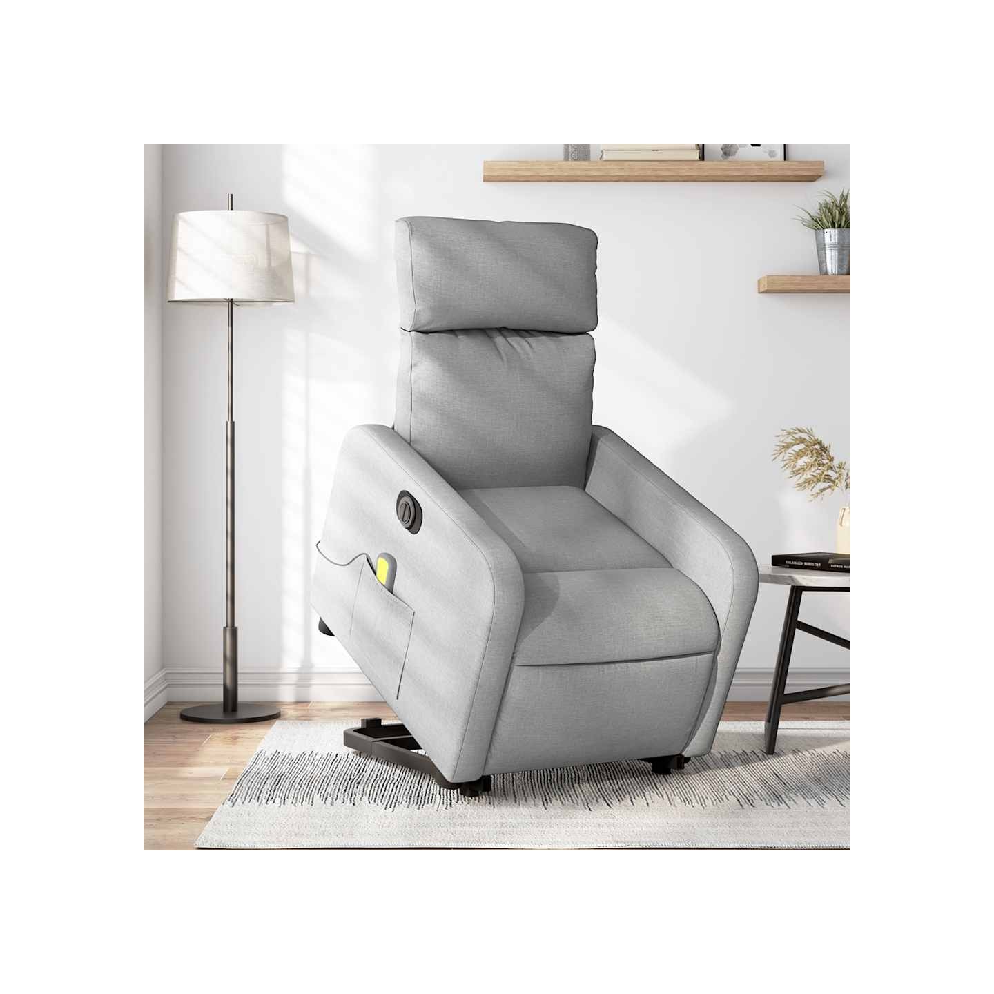 Fauteuil inclinable de massage électrique Gris clair Tissu