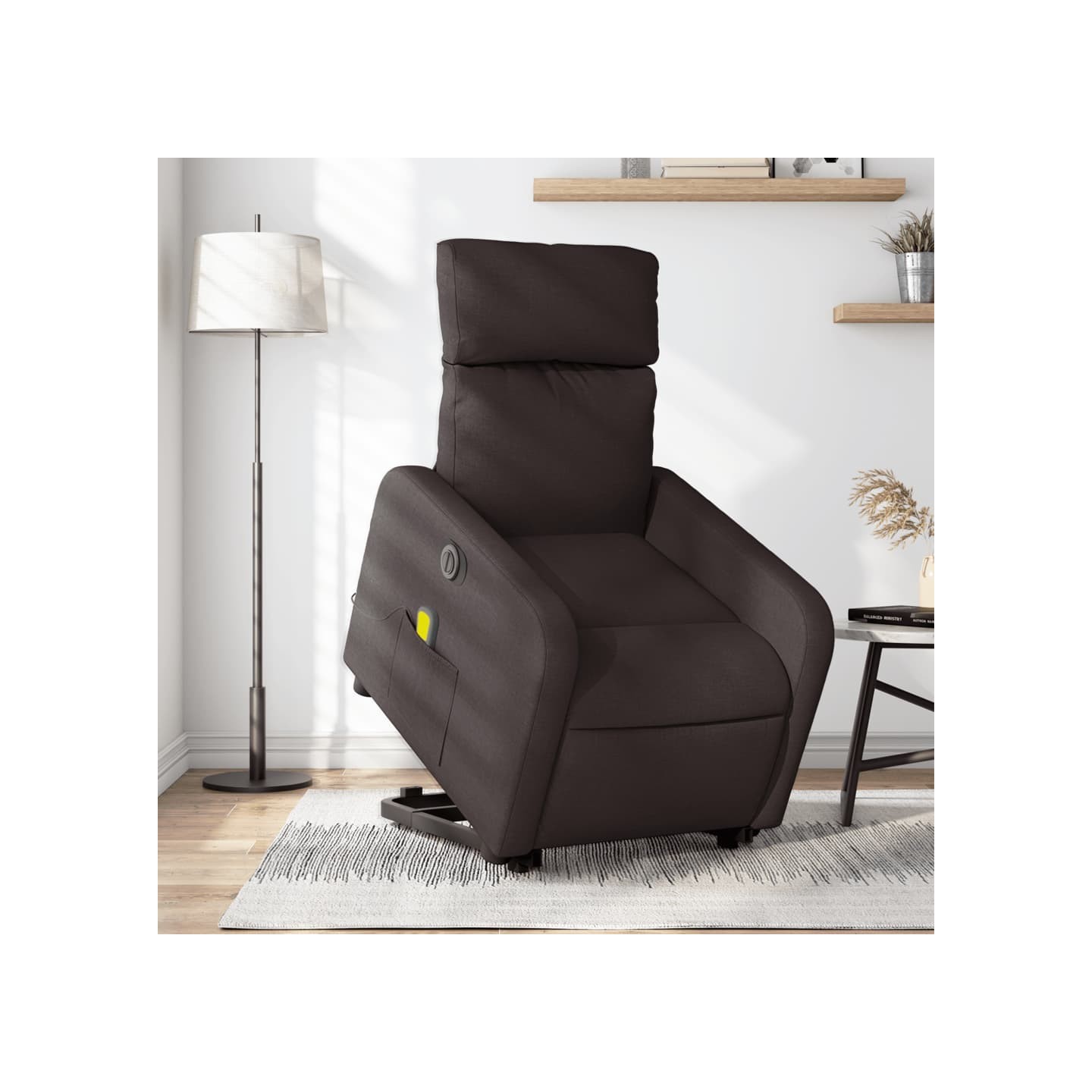 Fauteuil inclinable de massage électrique Marron foncé Tissu
