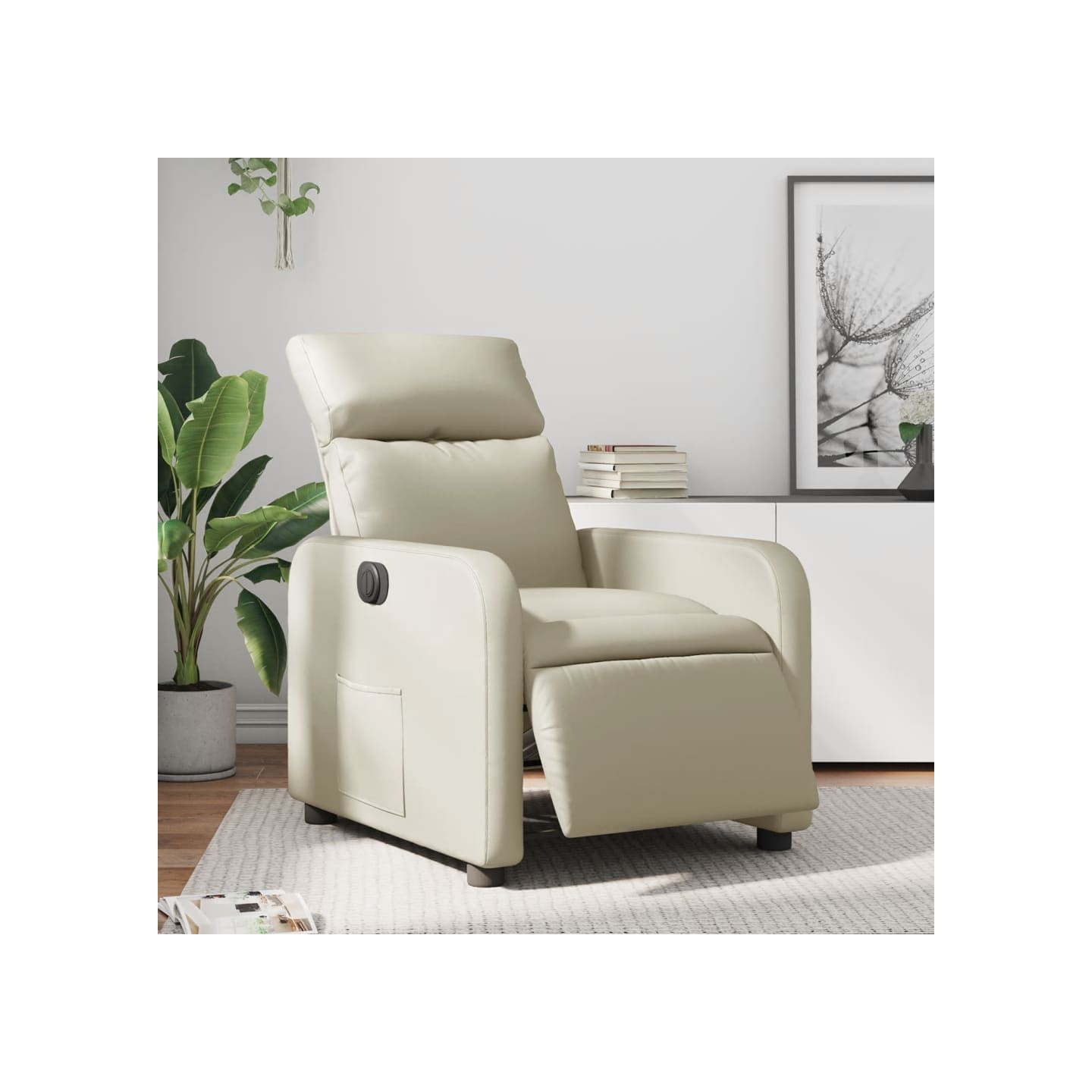 Fauteuil inclinable électrique Crème Similicuir
