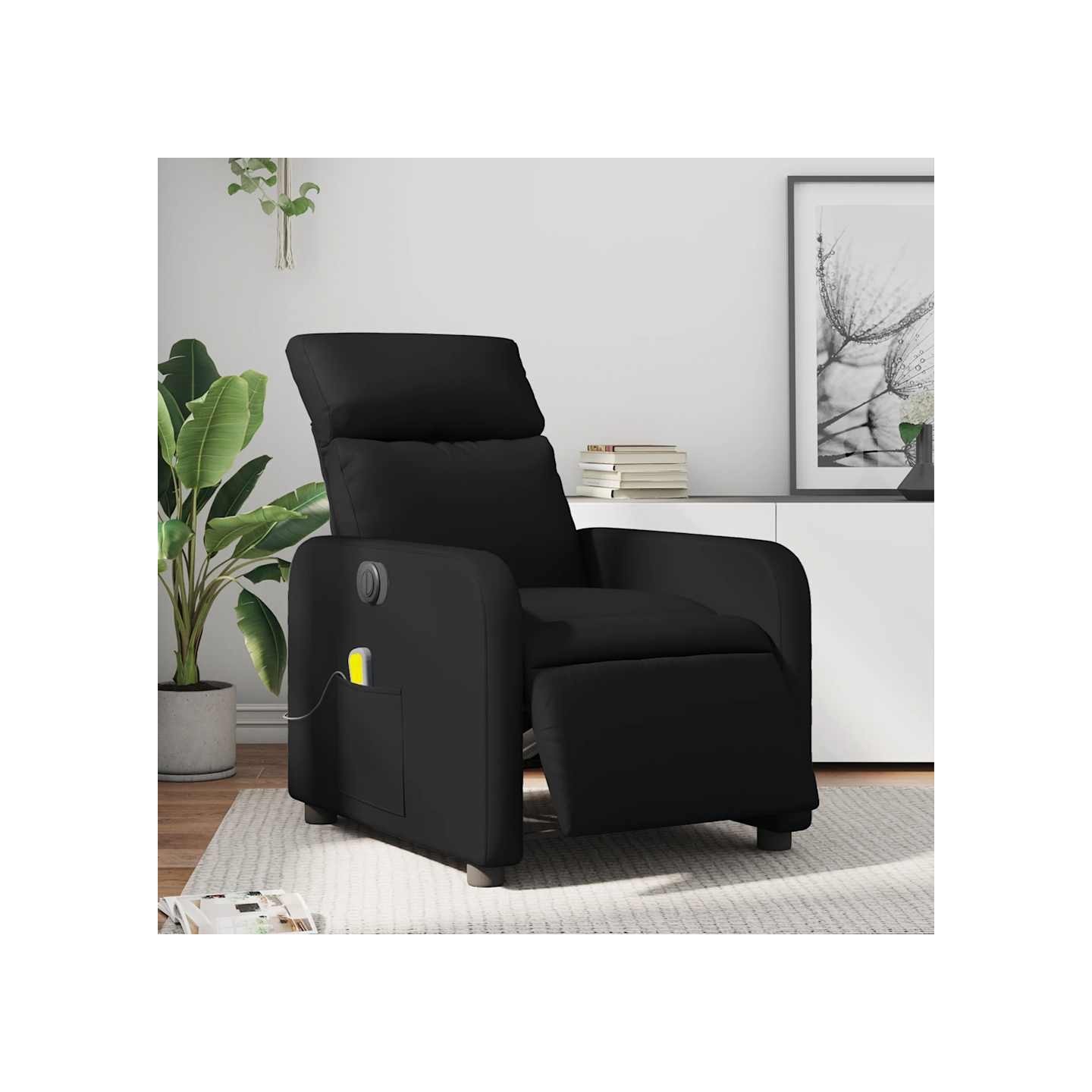 Fauteuil de massage inclinable électrique noir similicuir