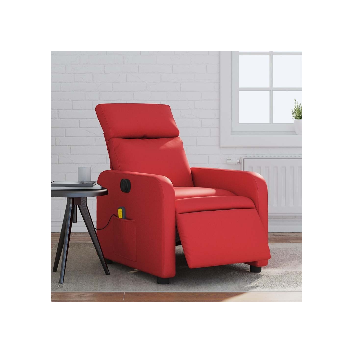 Fauteuil de massage inclinable électrique rouge similicuir