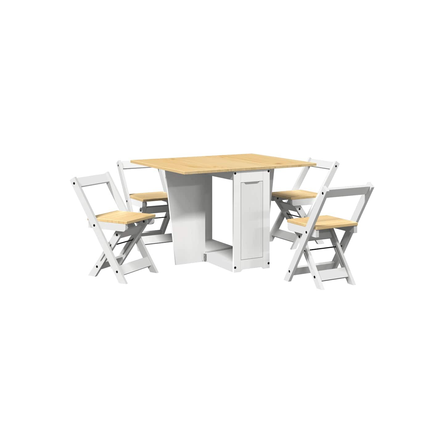 Ensemble à manger papillon 5 pcs Corona pliable blanc bois pin