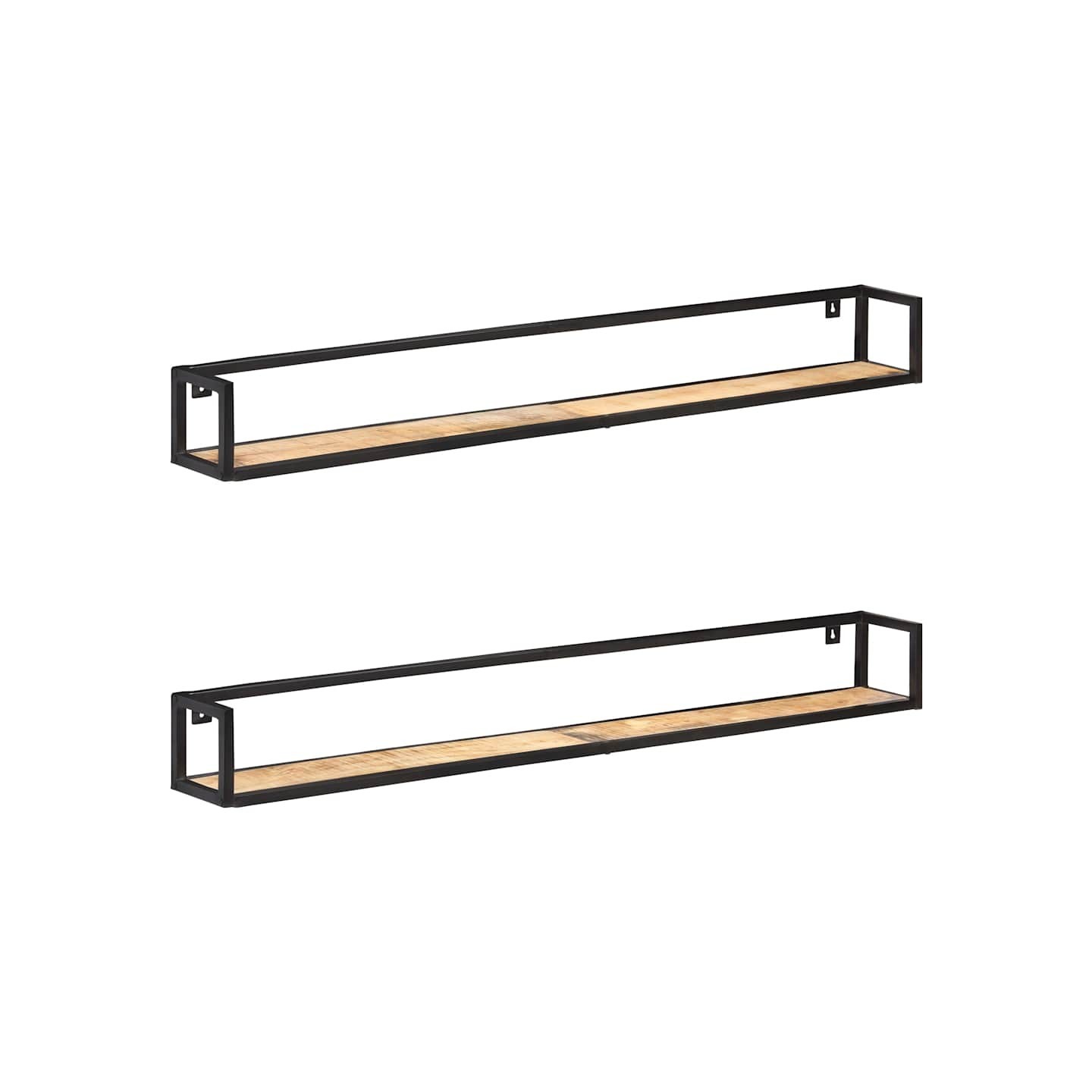 Étagères murales 2 pcs 160 cm Bois de manguier brut