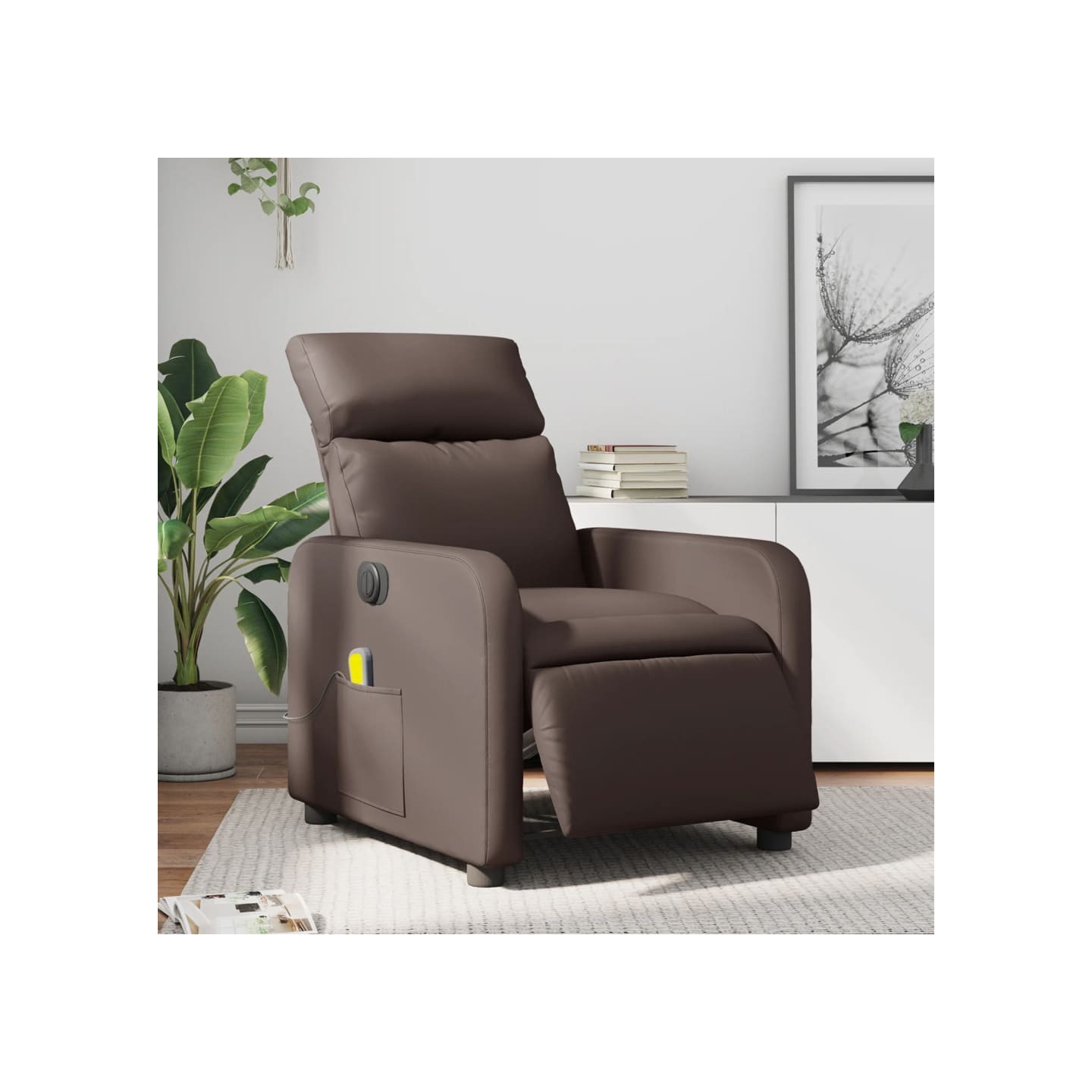 Fauteuil de massage inclinable électrique marron similicuir