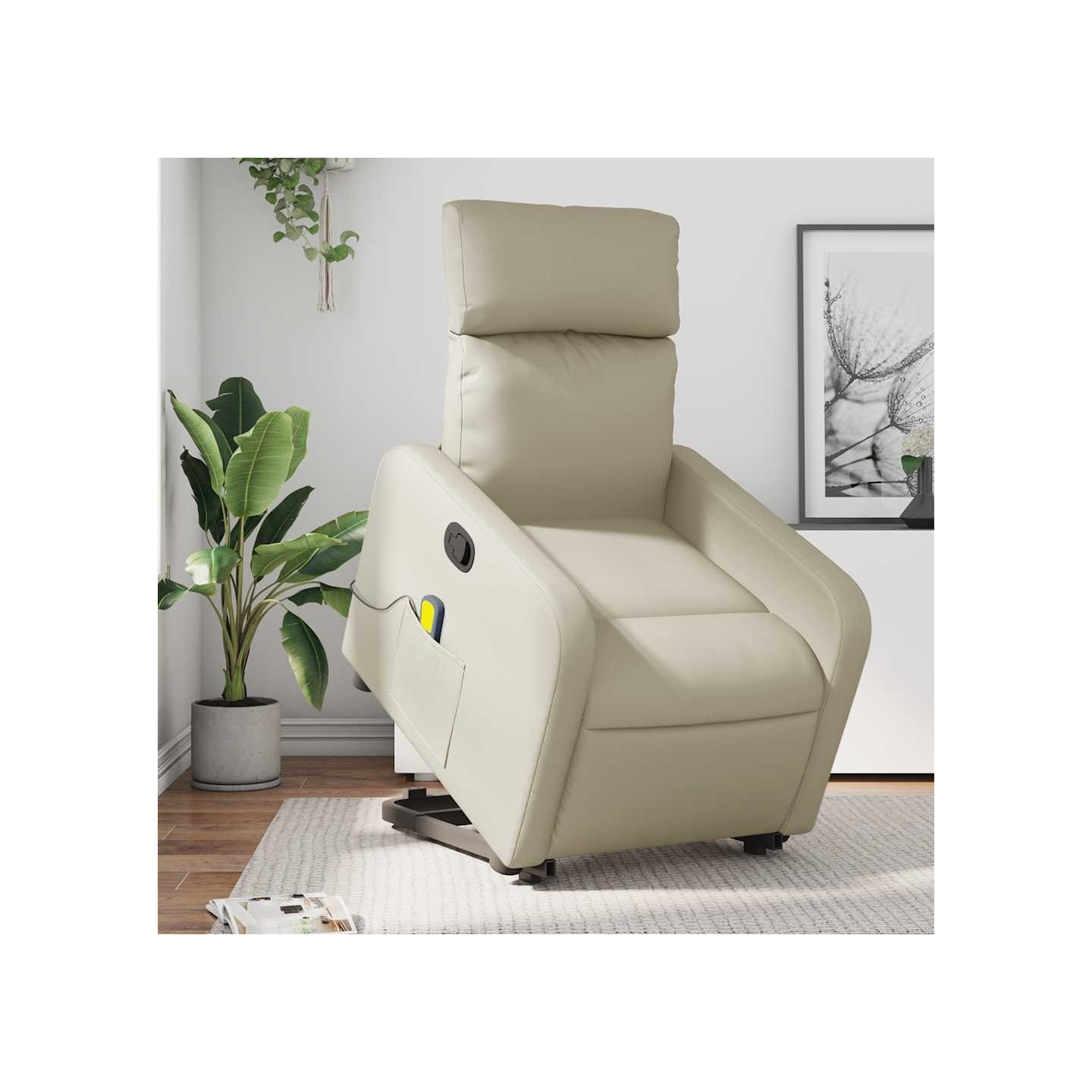 Fauteuil inclinable de massage Crème Similicuir