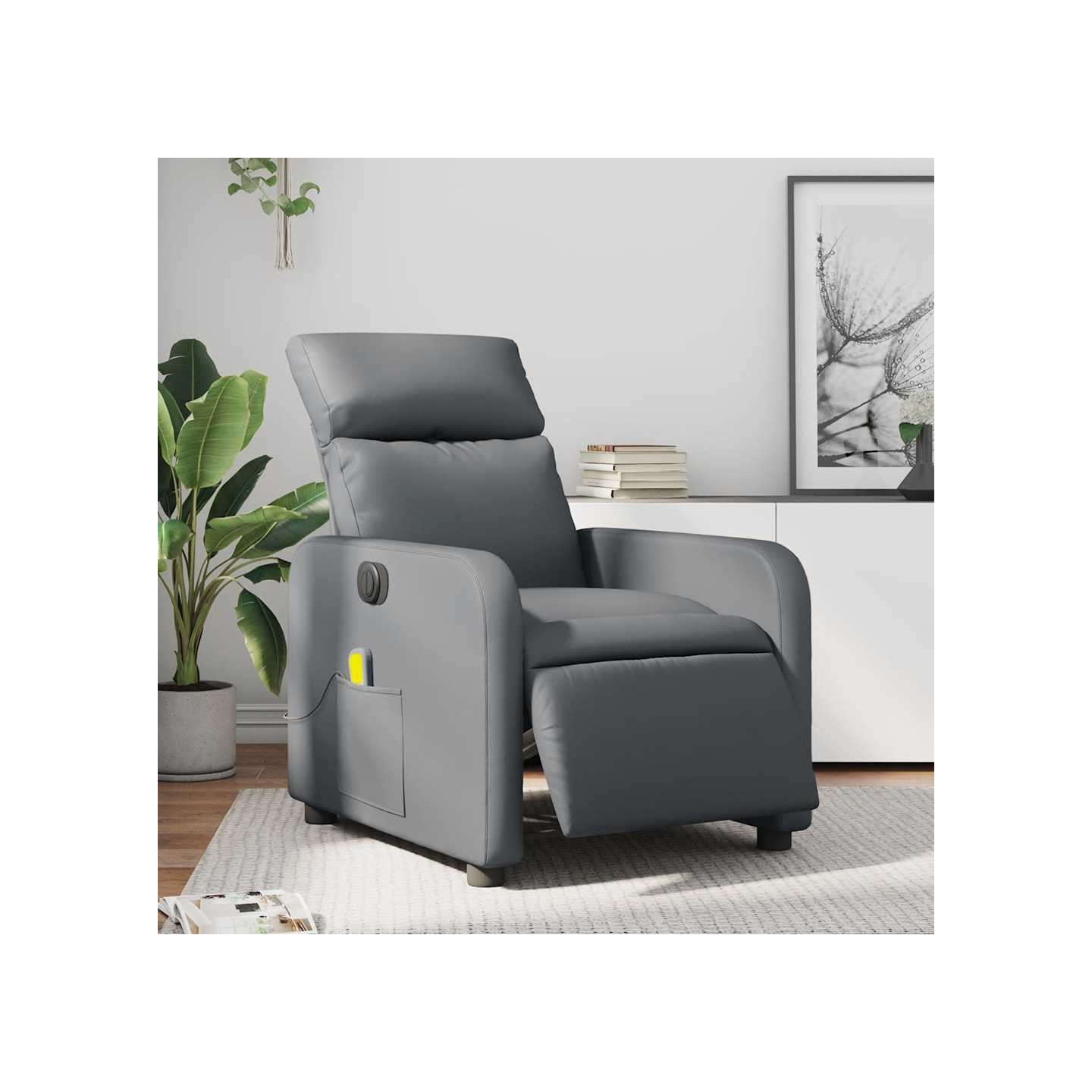 Fauteuil de massage inclinable électrique gris similicuir