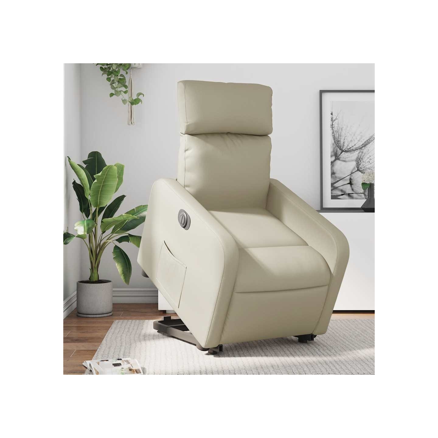 Fauteuil inclinable électrique crème similicuir
