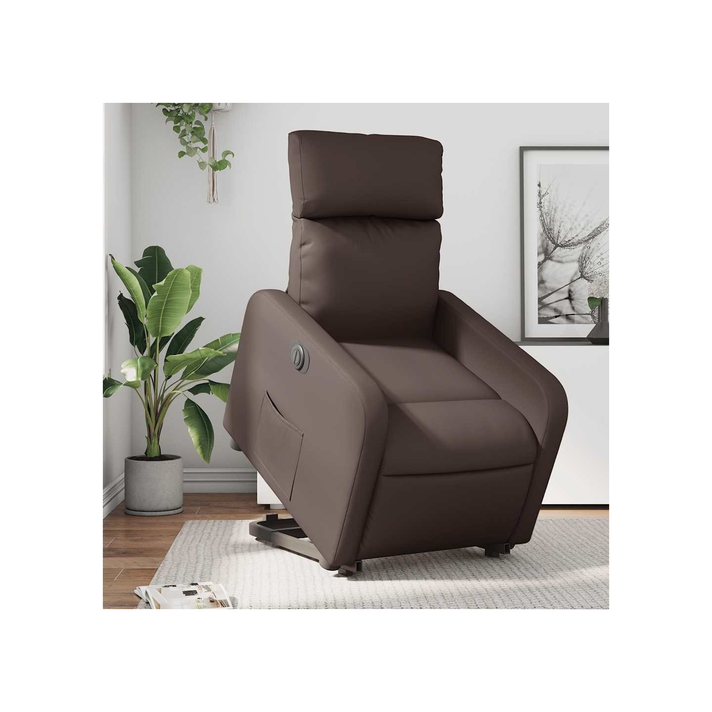 Fauteuil inclinable électrique marron similicuir
