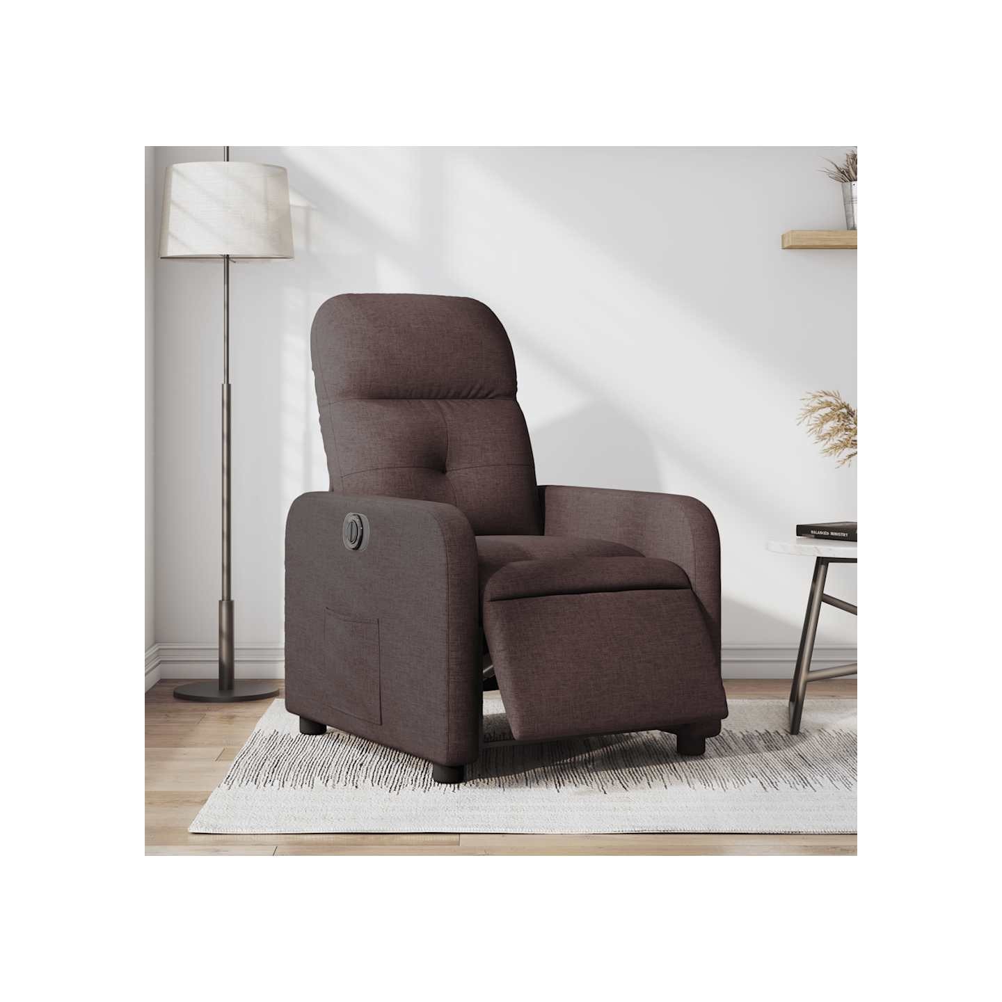 Fauteuil inclinable électrique Marron foncé Tissu