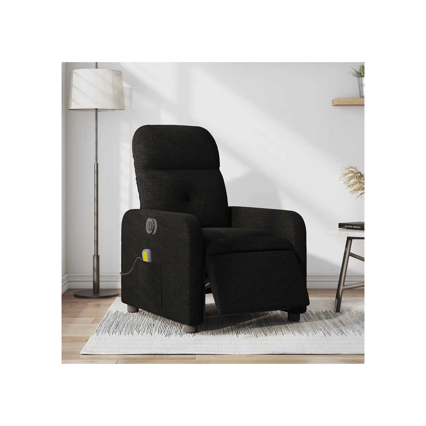 Fauteuil de massage inclinable électrique Noir Tissu
