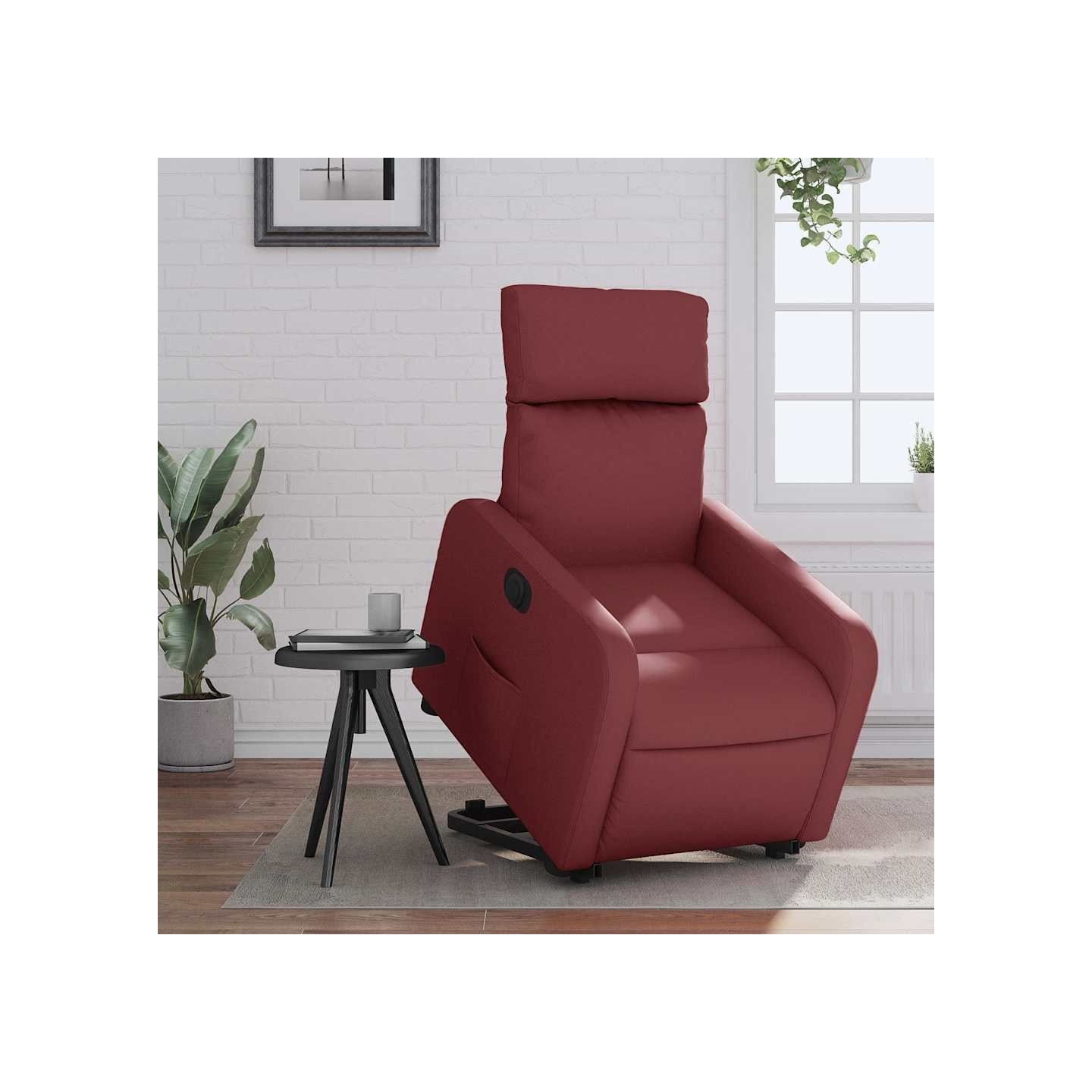 Fauteuil inclinable électrique rouge bordeaux similicuir