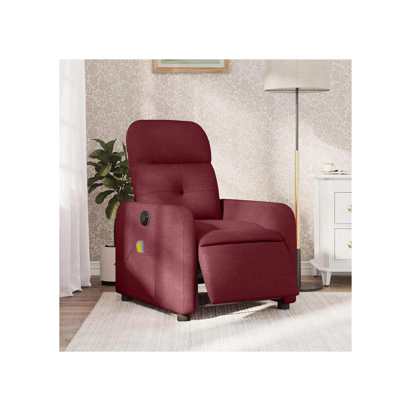 Fauteuil de massage inclinable électrique Rouge bordeaux Tissu