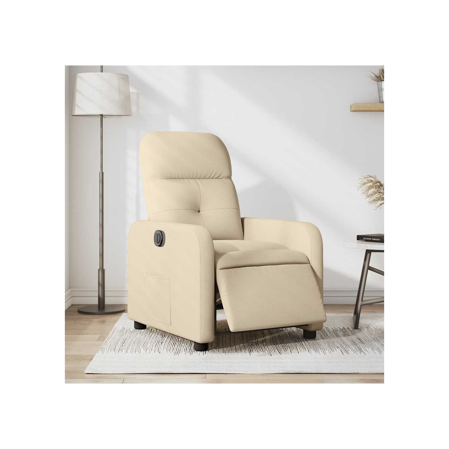 Fauteuil inclinable électrique Crème Tissu