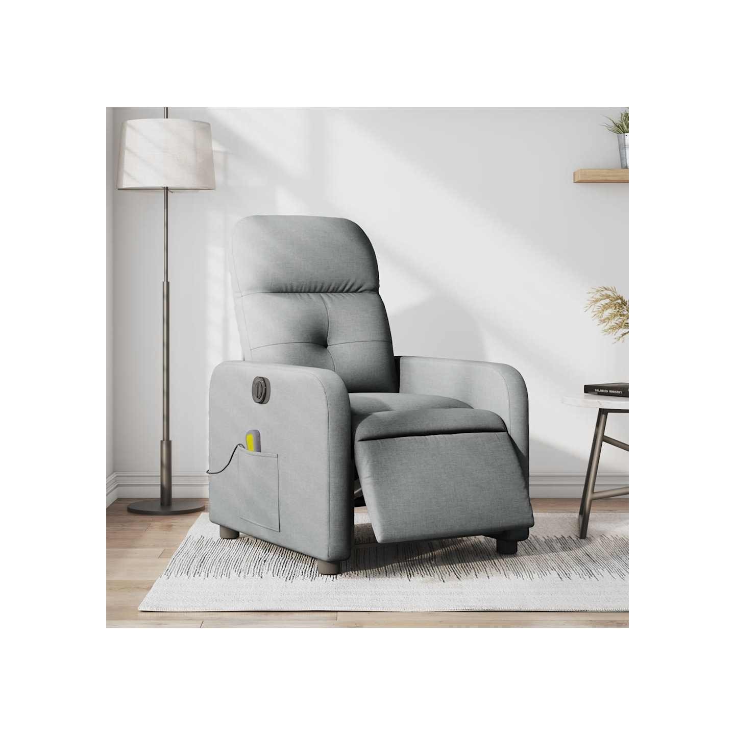 Fauteuil de massage inclinable électrique gris clair tissu
