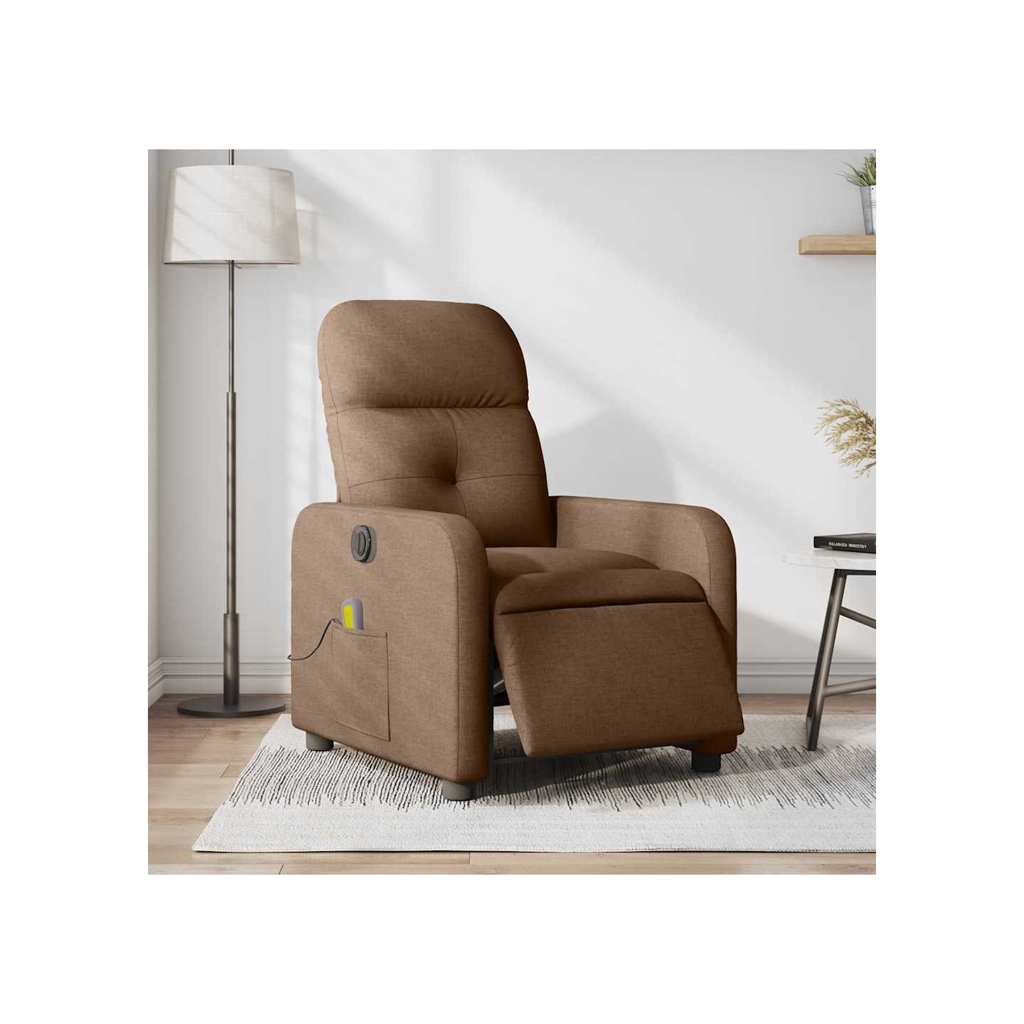 Fauteuil inclinable de massage électrique marron tissu