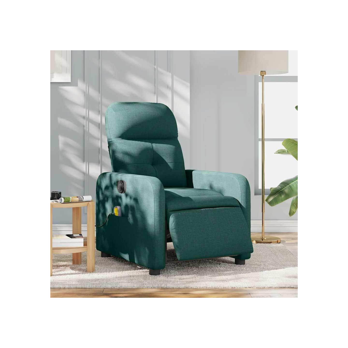 Fauteuil de massage inclinable électrique Vert foncé Tissu