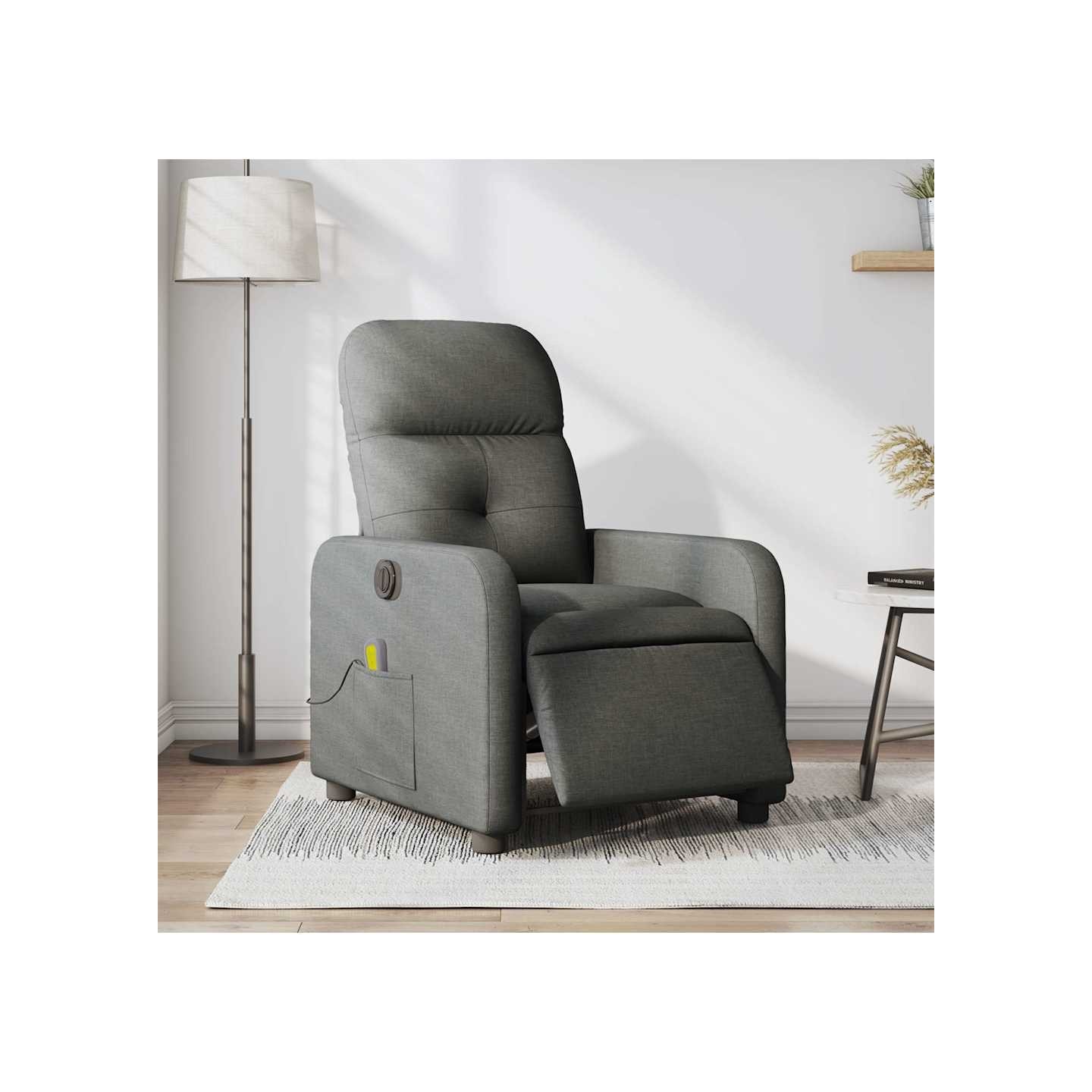 Fauteuil inclinable de massage électrique gris foncé tissu