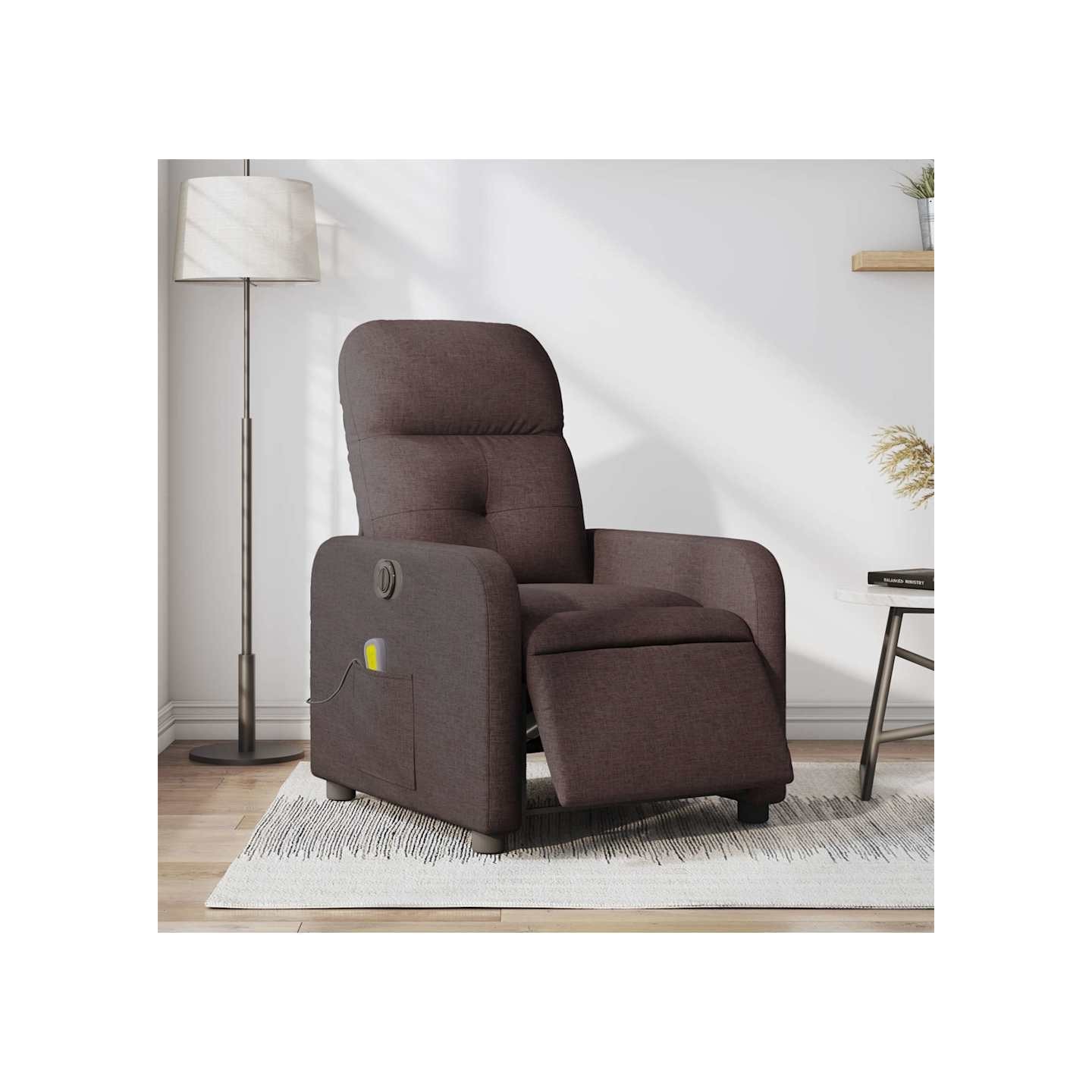 Fauteuil de massage inclinable électrique Marron foncé Tissu