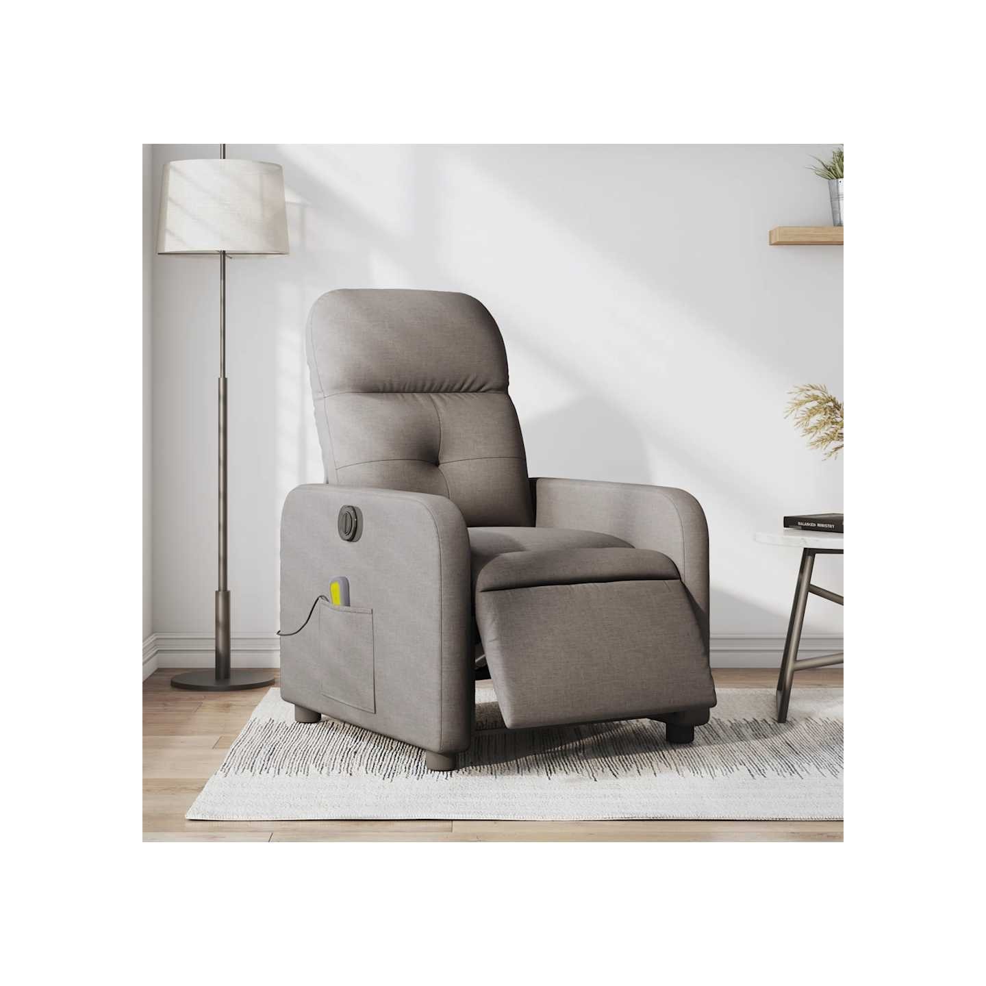 Fauteuil de massage inclinable électrique Taupe Tissu