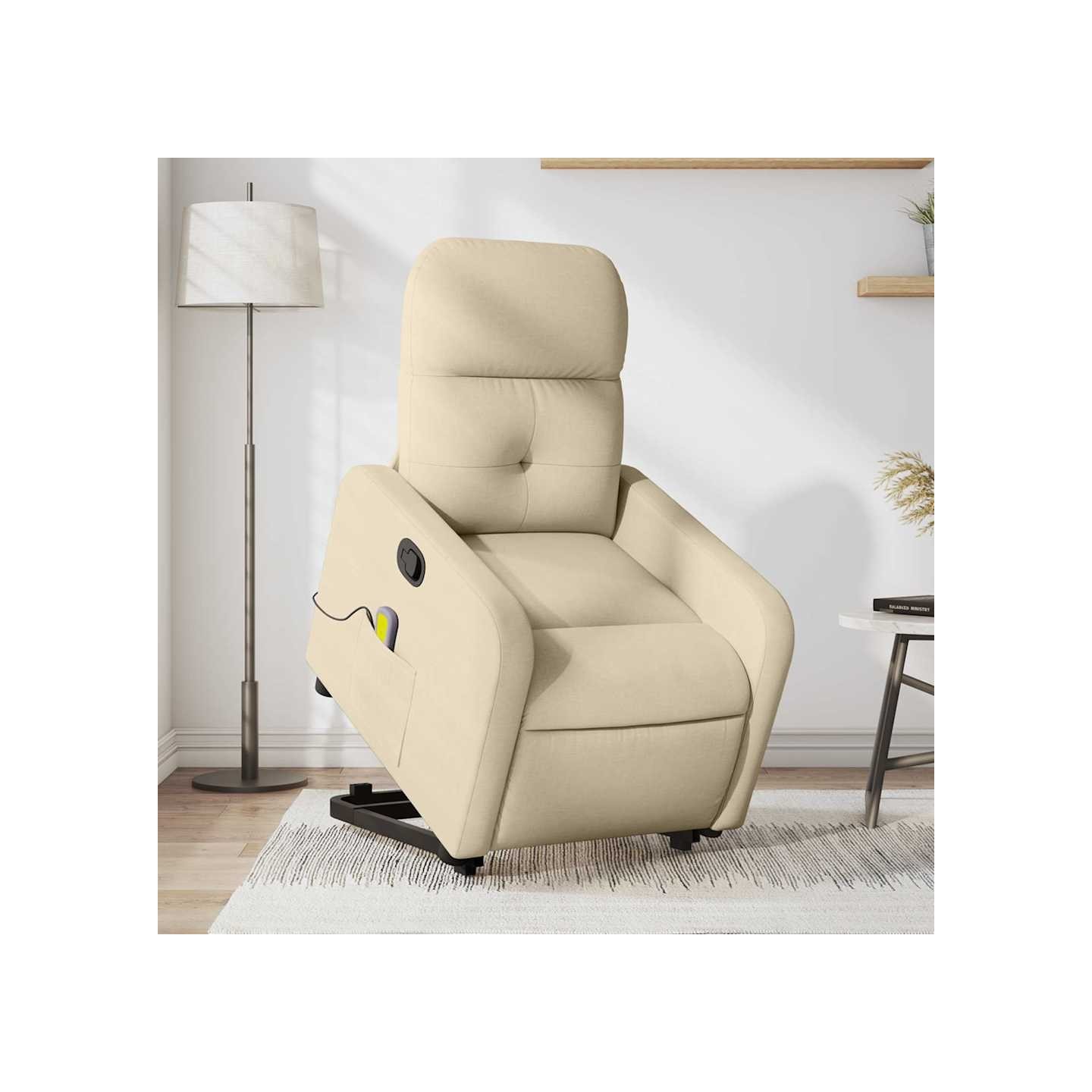 Fauteuil inclinable de massage Crème Tissu