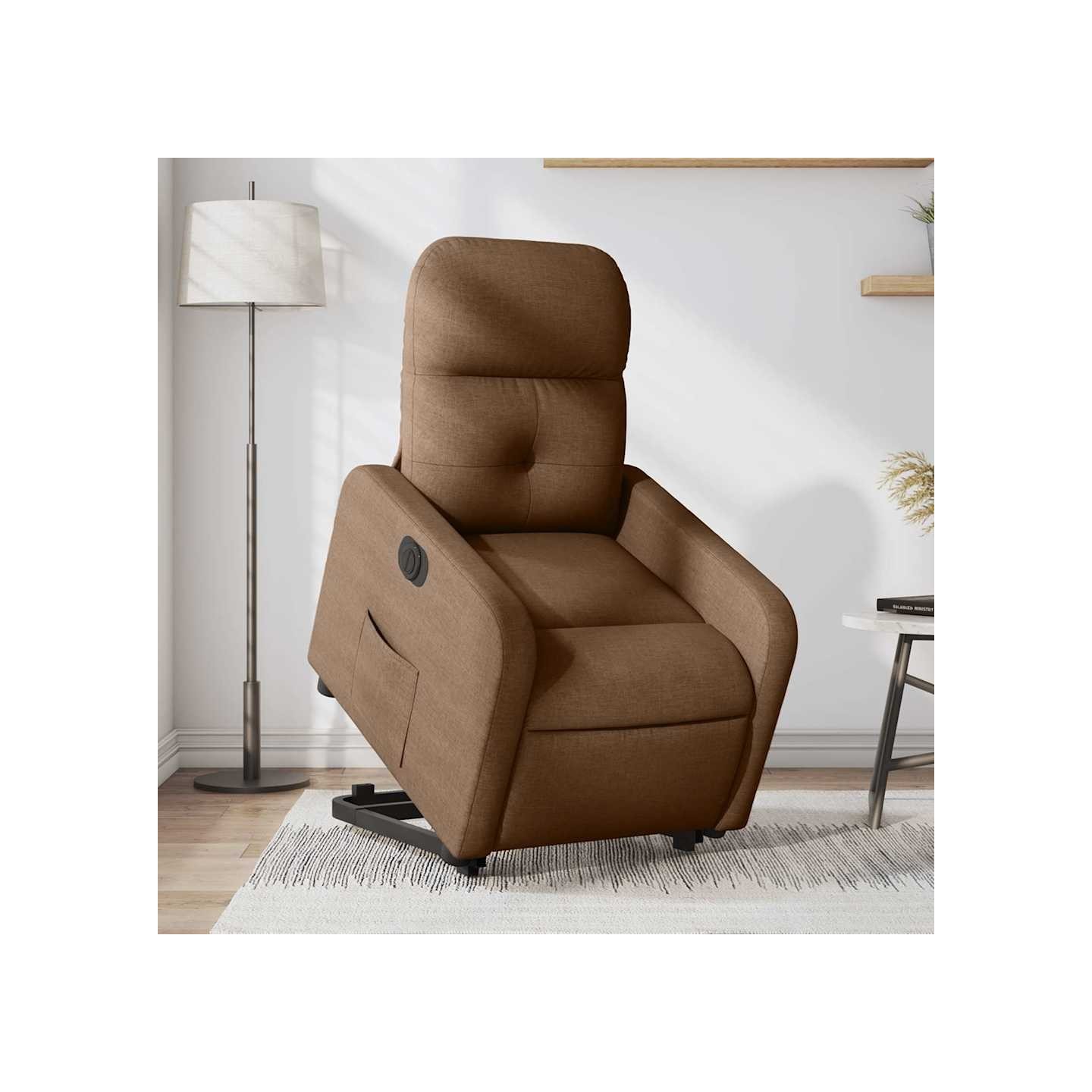 Fauteuil inclinable électrique marron tissu