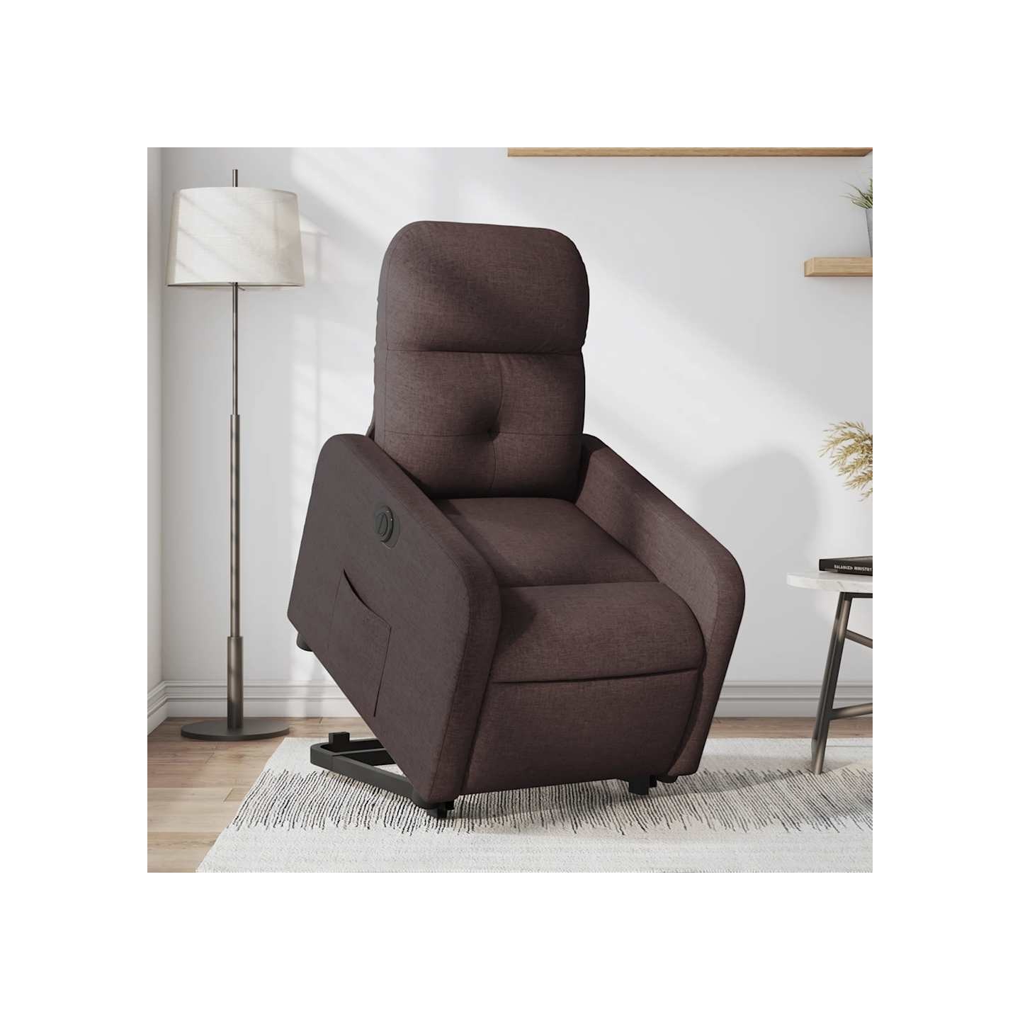 Fauteuil inclinable électrique marron foncé tissu