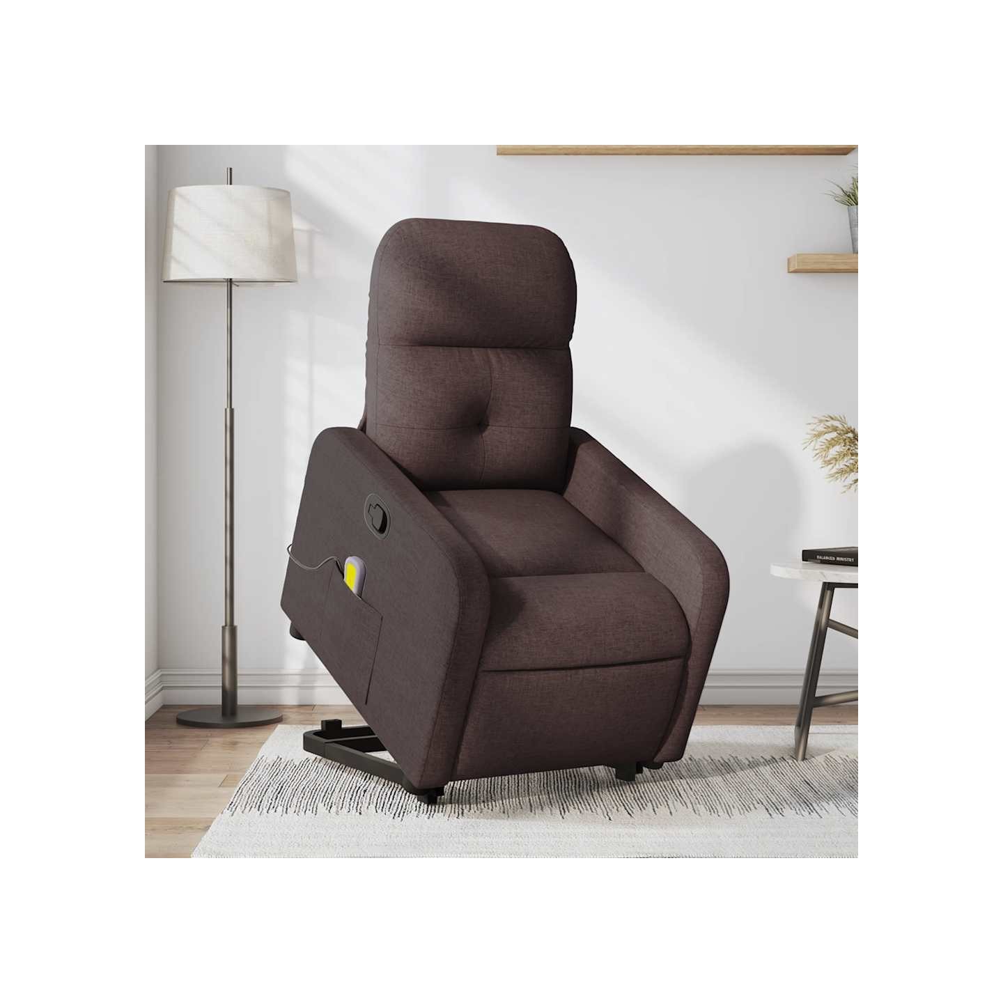Fauteuil inclinable de massage Marron foncé Tissu
