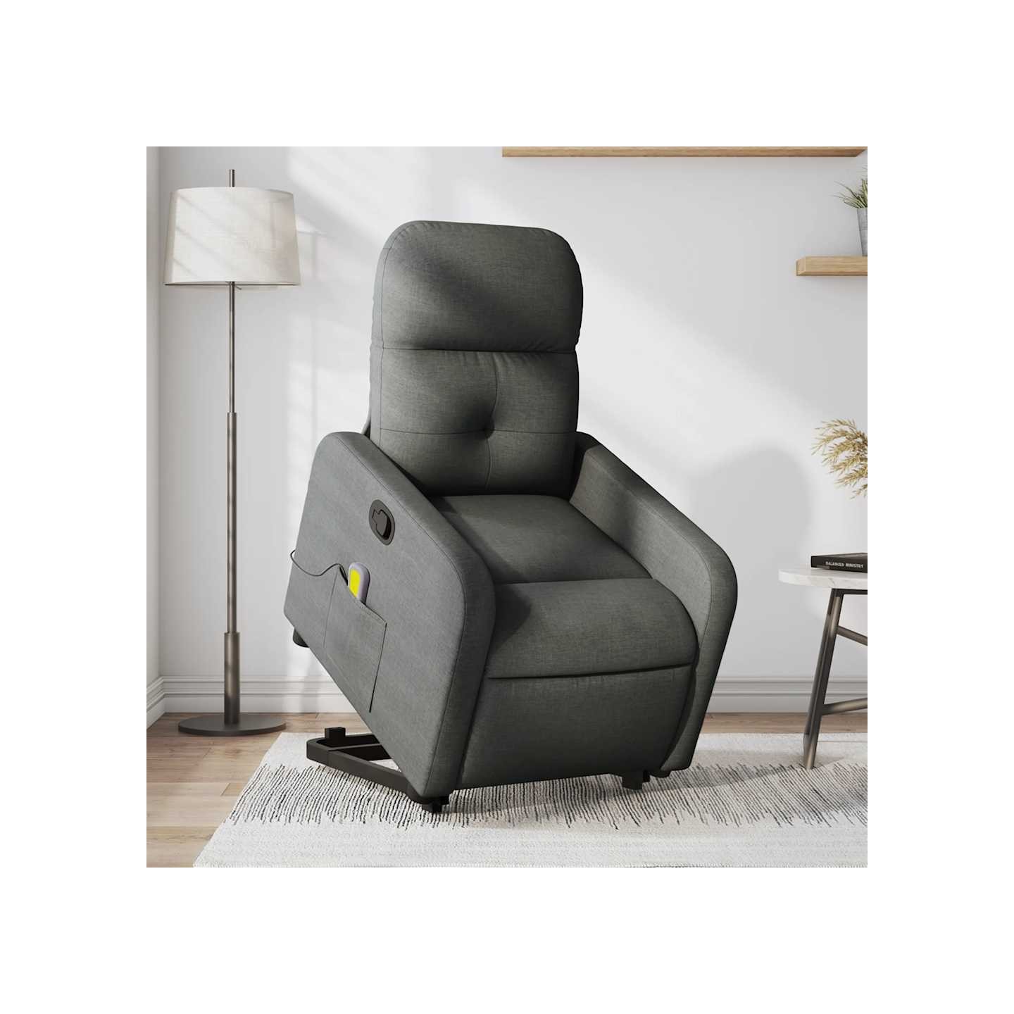 Fauteuil de massage inclinable Gris foncé Tissu